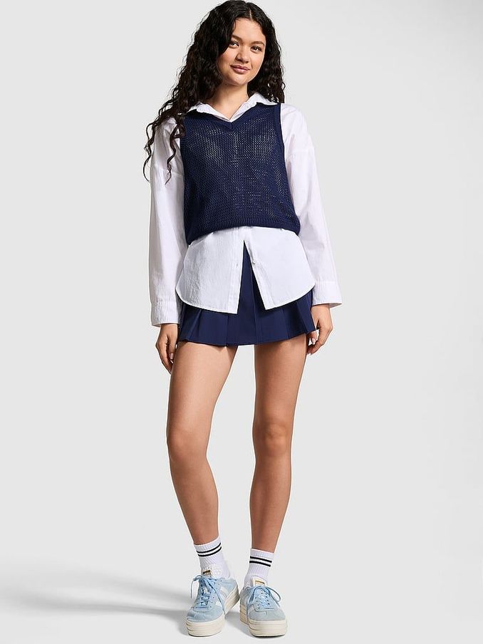 Midnight Navy Blue Pleated Skirt (188217) | £19