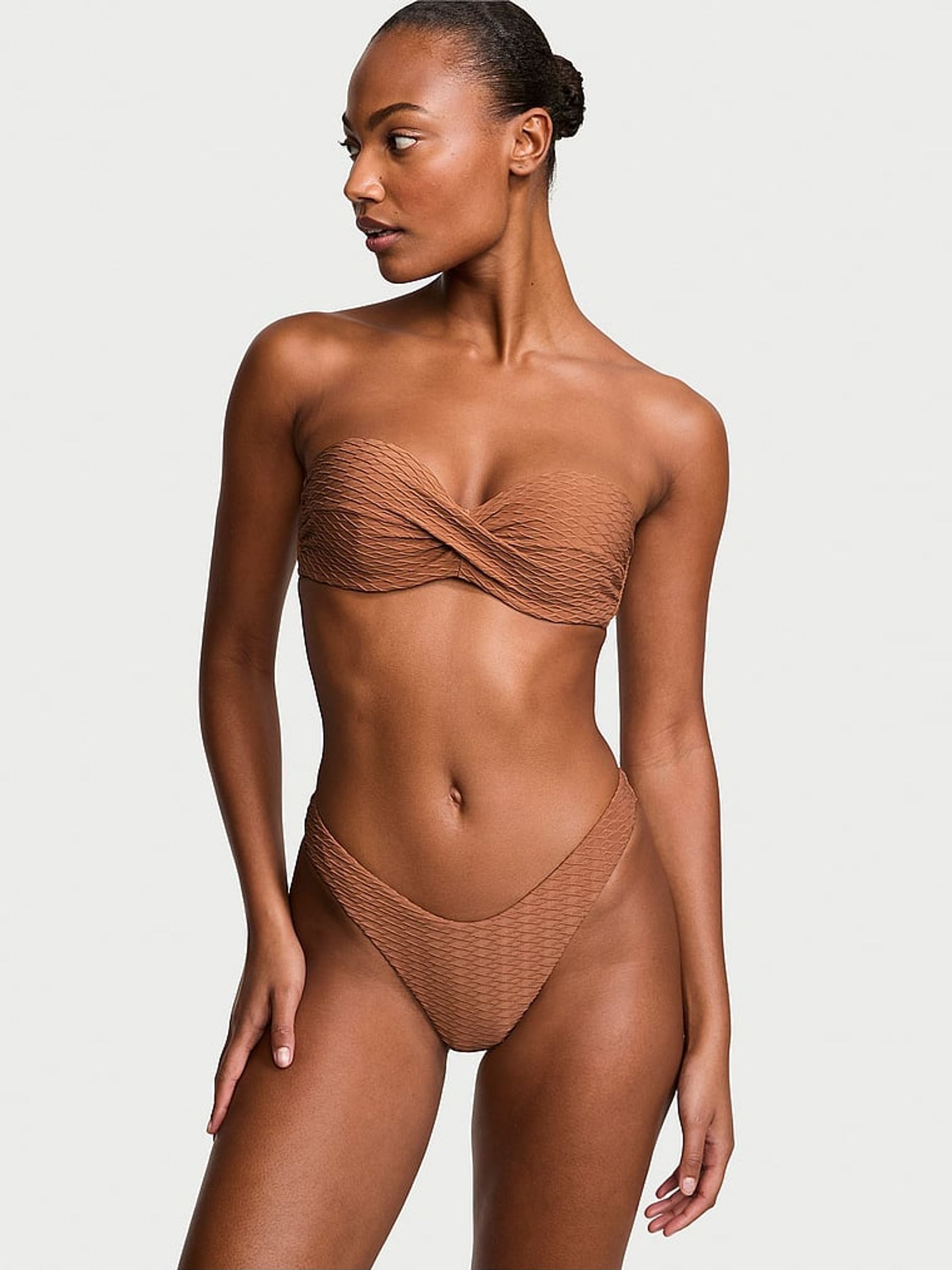 Caramel Brown Fishnet Brazilian Swim Bikini Bottom (188251) | £12