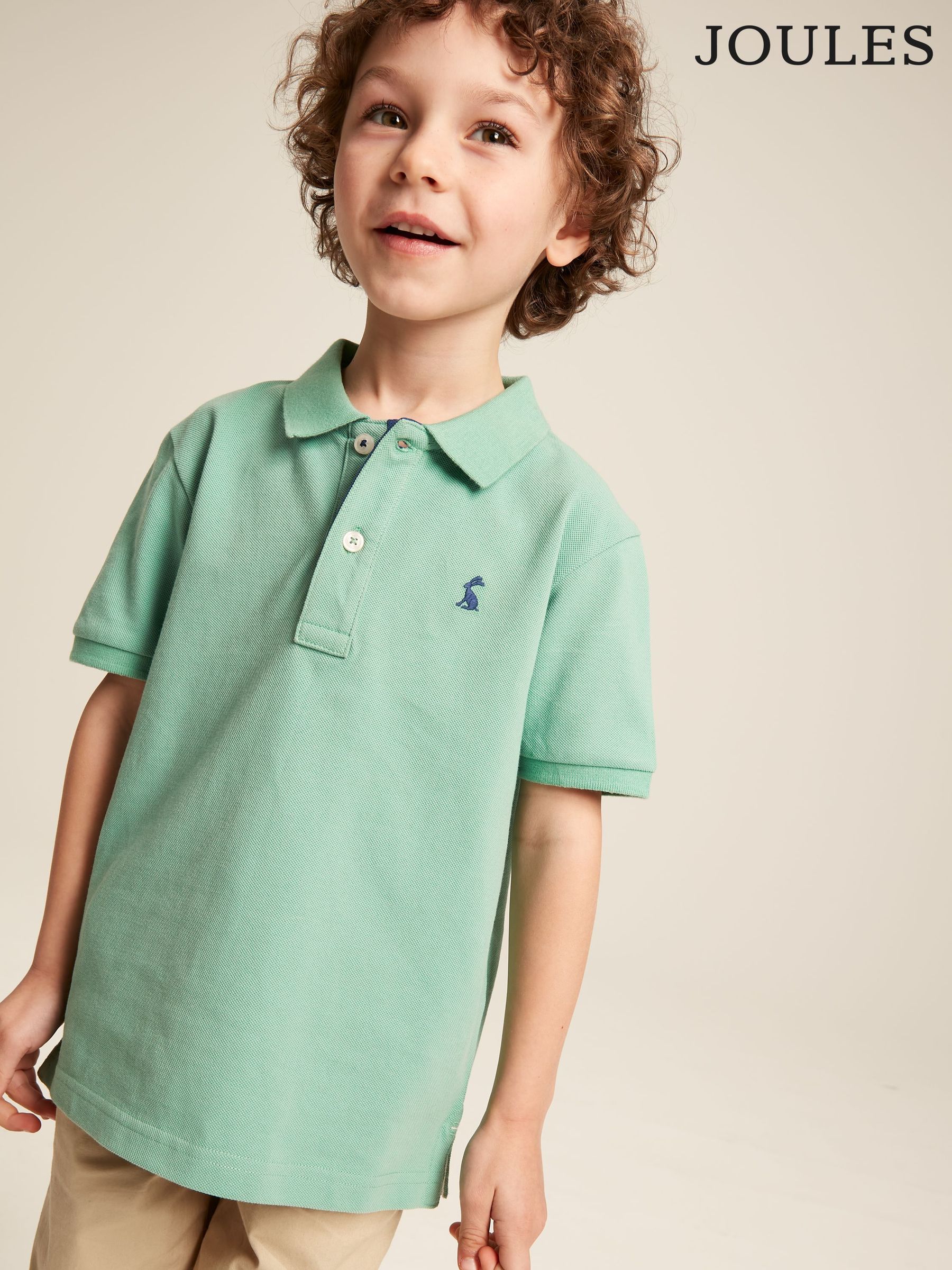 Boys' Woody Green Pique Cotton Polo Shirt (188870) | £14 - £16