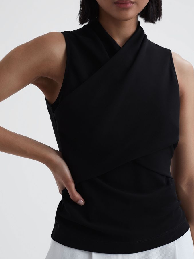 Sleeveless Wrap Top in Black (188874) | £35