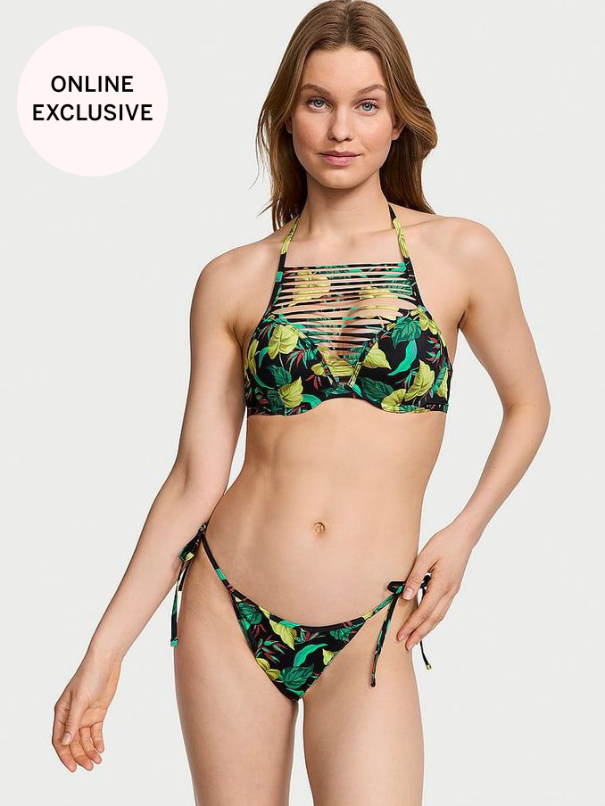 Vintage Leaves Black Tie Side Archive Swim Bikini Bottom (189369) | £14