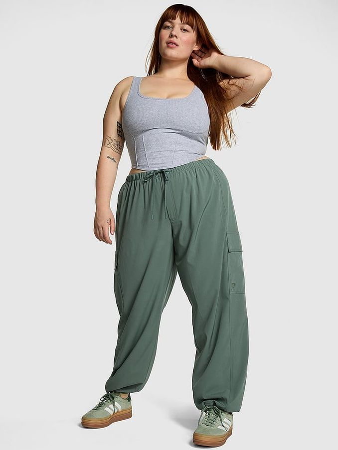 Fresh Forest Green Parachute Cargo Trousers (189588) | £24