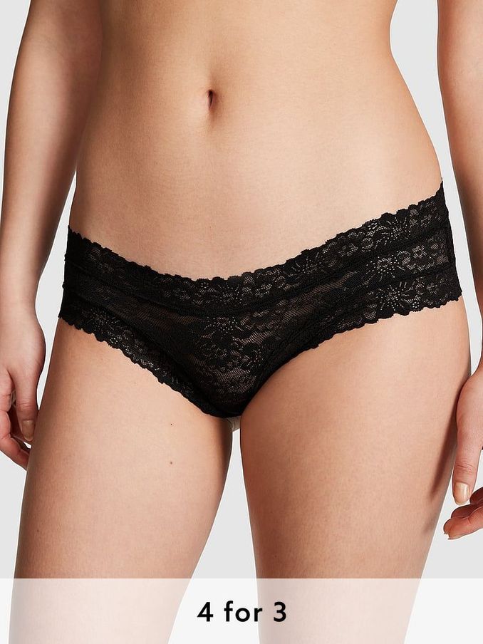 Pure Black Cheeky Floral Lace Knickers (189947) | £9