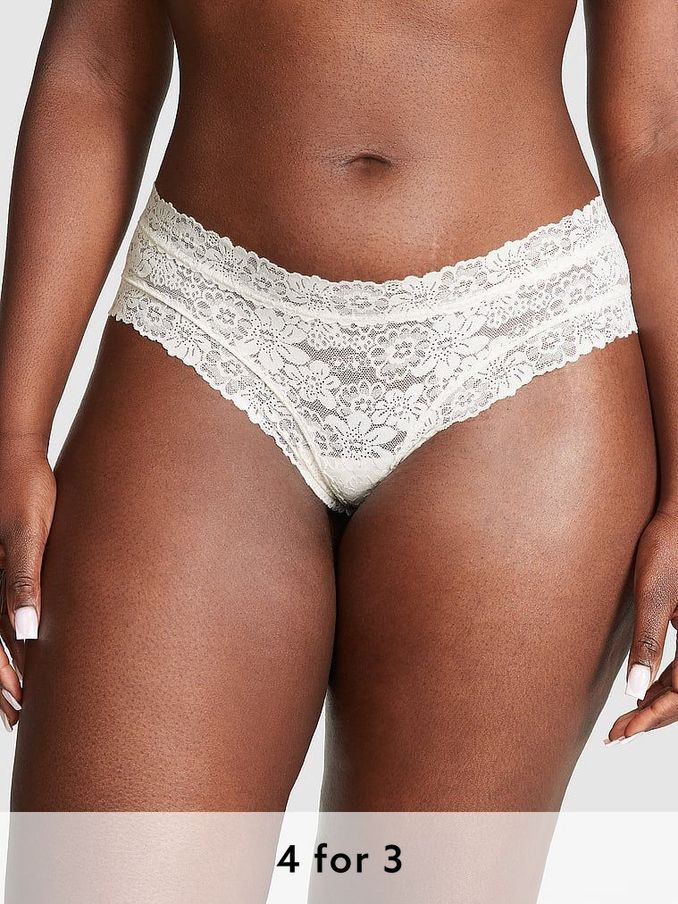 Coconut White Cheeky Floral Lace Knickers (190064) | £9