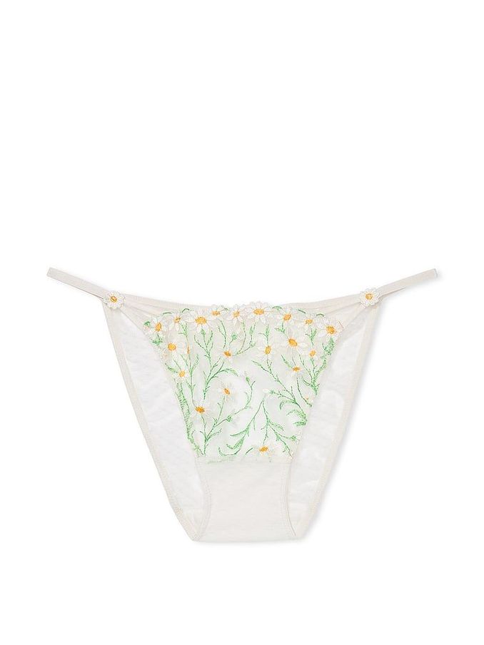 Daisy Embroidery White Bikini Knickers (190070) | £9