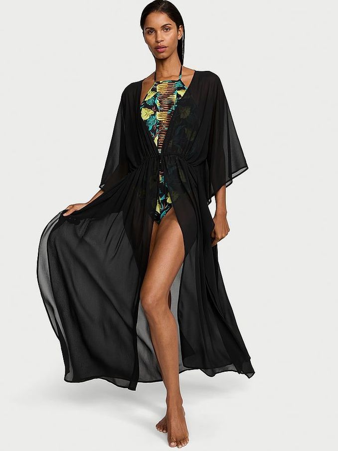 Black Sheer Crinkle Caftan (190269) | £34