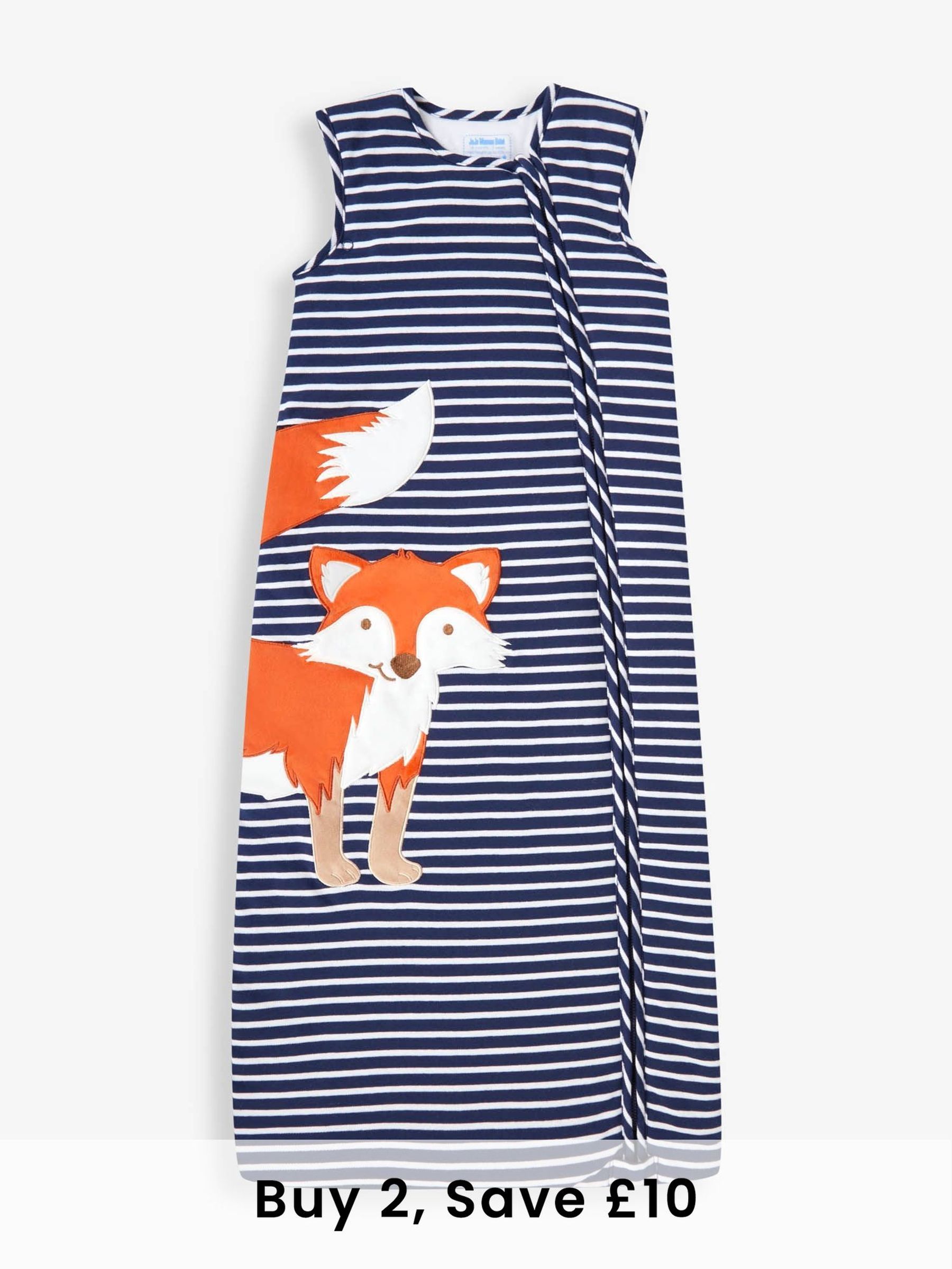 Navy Stripe Fox Appliqué 2.5 Tog Toddler Sleeping Bag (195428) | £34