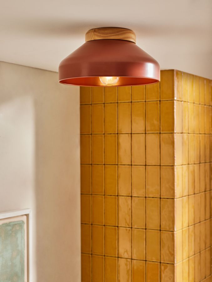 Albert Flush Ceiling Fitting Ceiling Light in Terracotta (196370) | £59