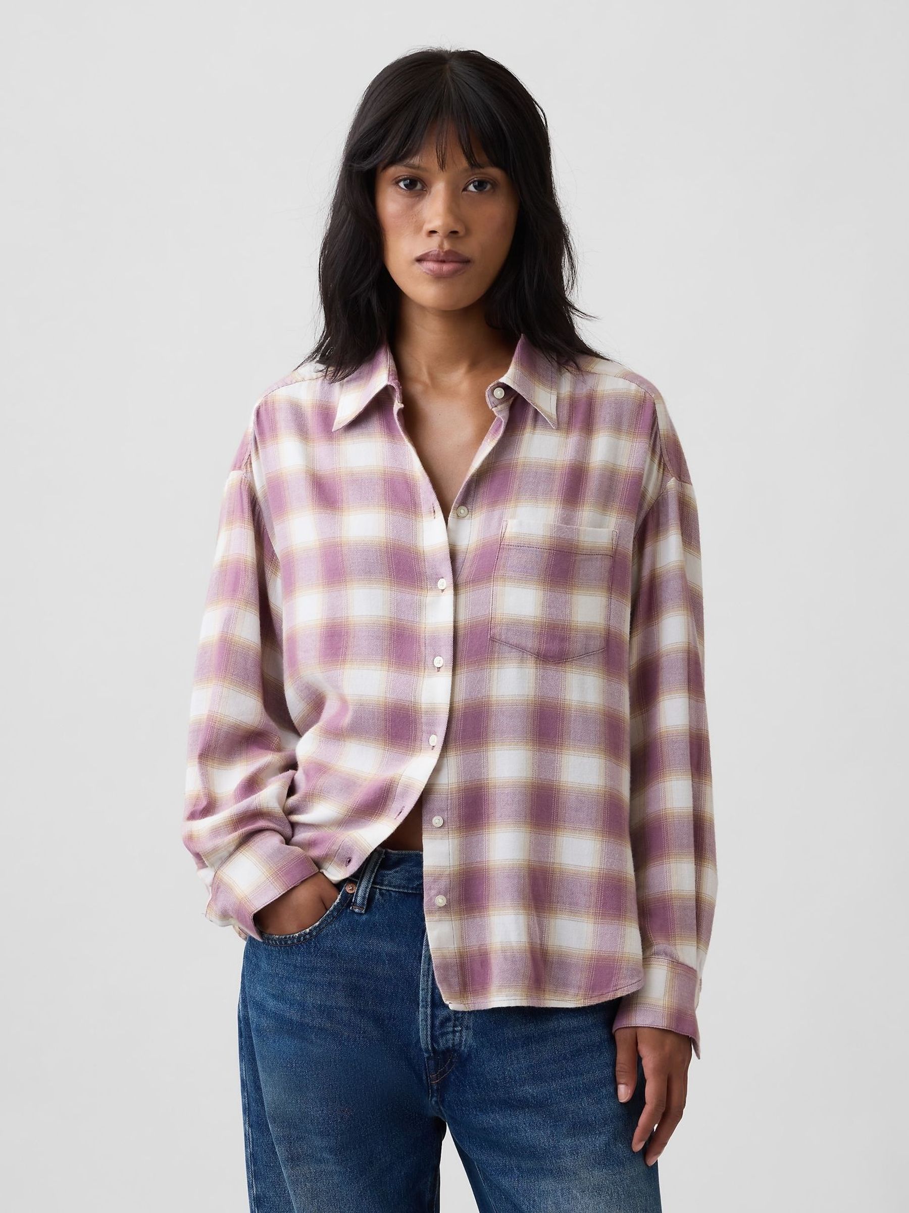 Purple Check - Oversized Flannel Shirt
