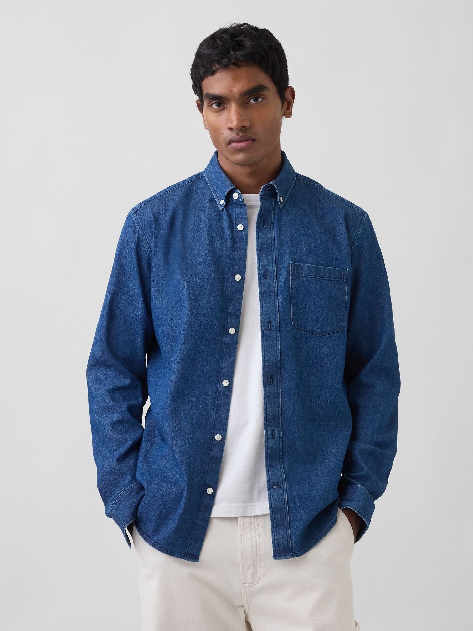 Medium Wash - Regular Denim Pocket Shirt