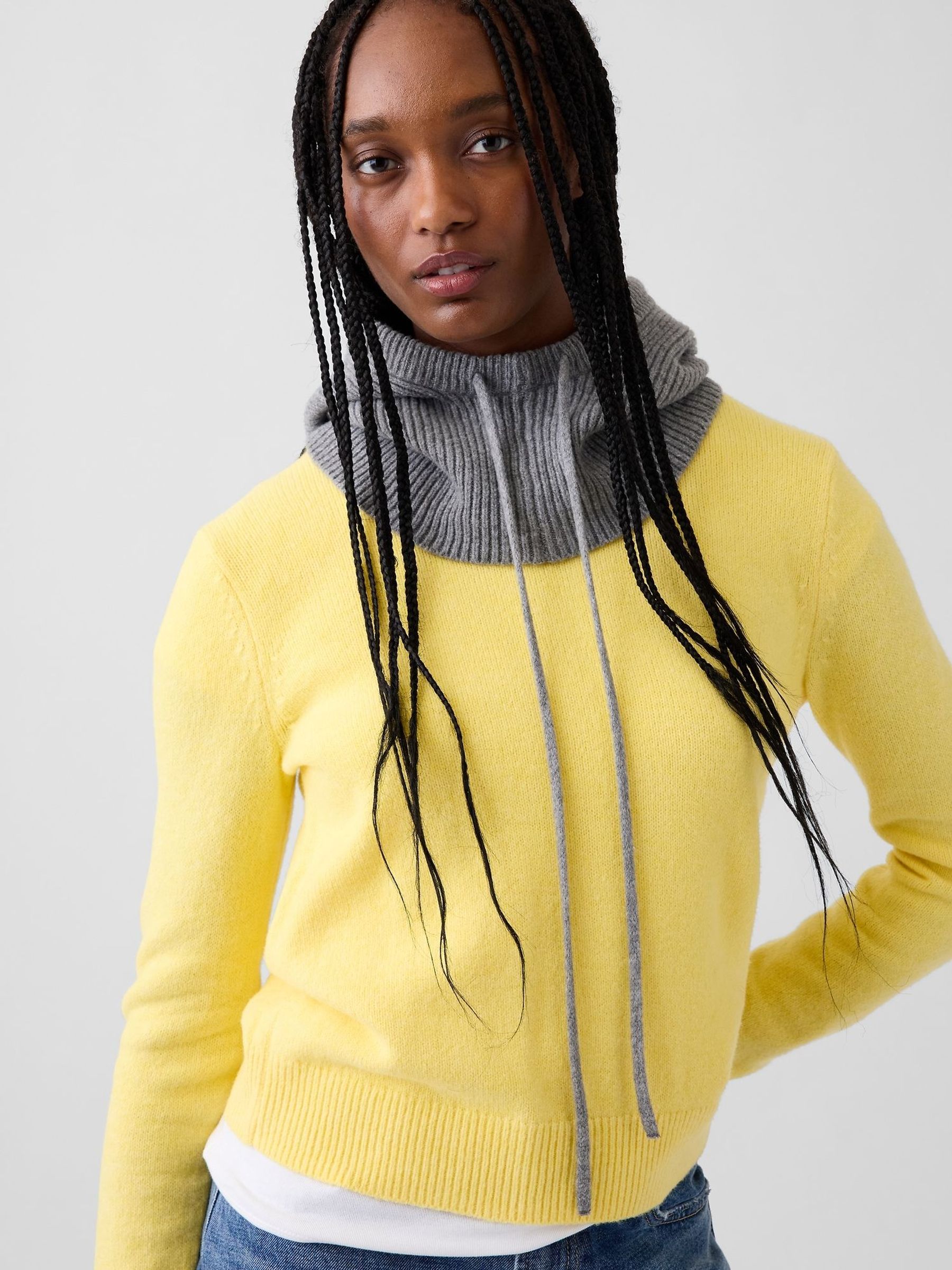 Grey - Cashsoft Drawcord Snood Hat