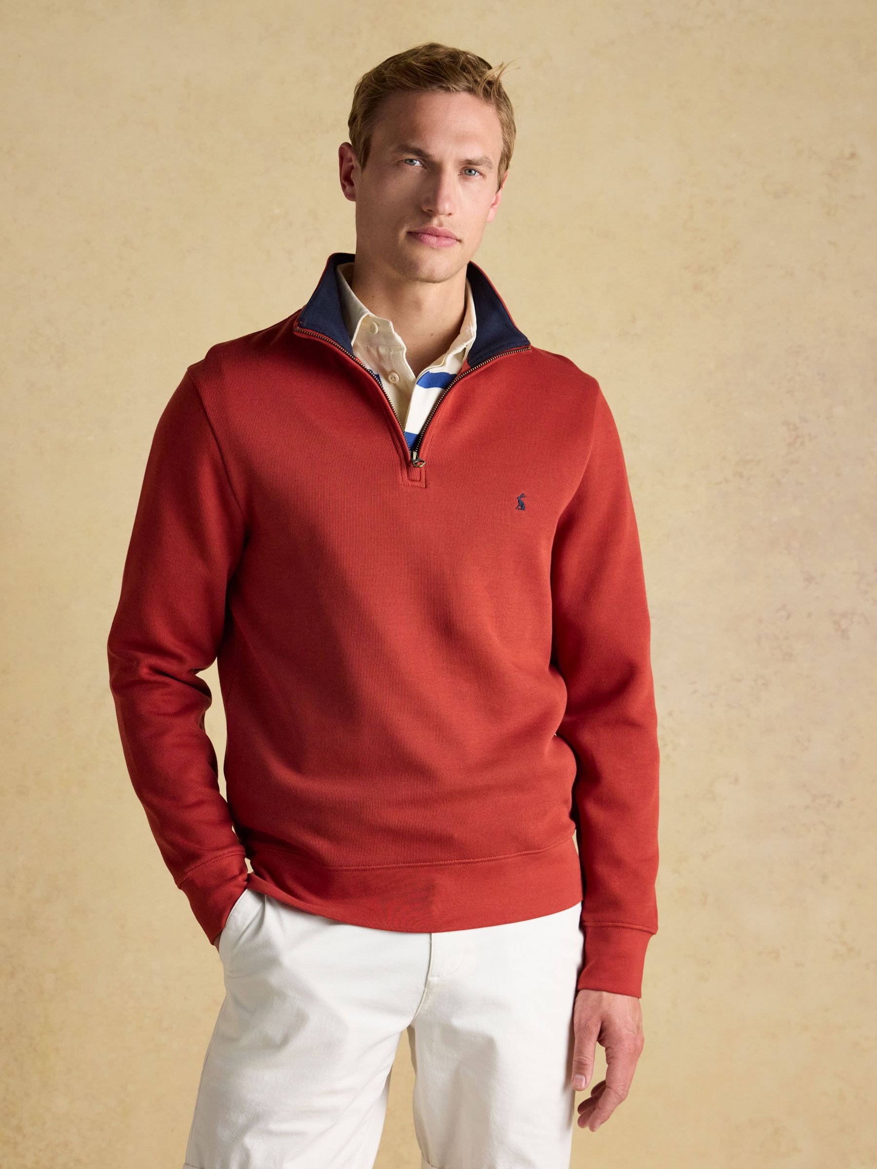 Alistair Orange Quarter Zip Cotton Sweatshirt (223451) | £50