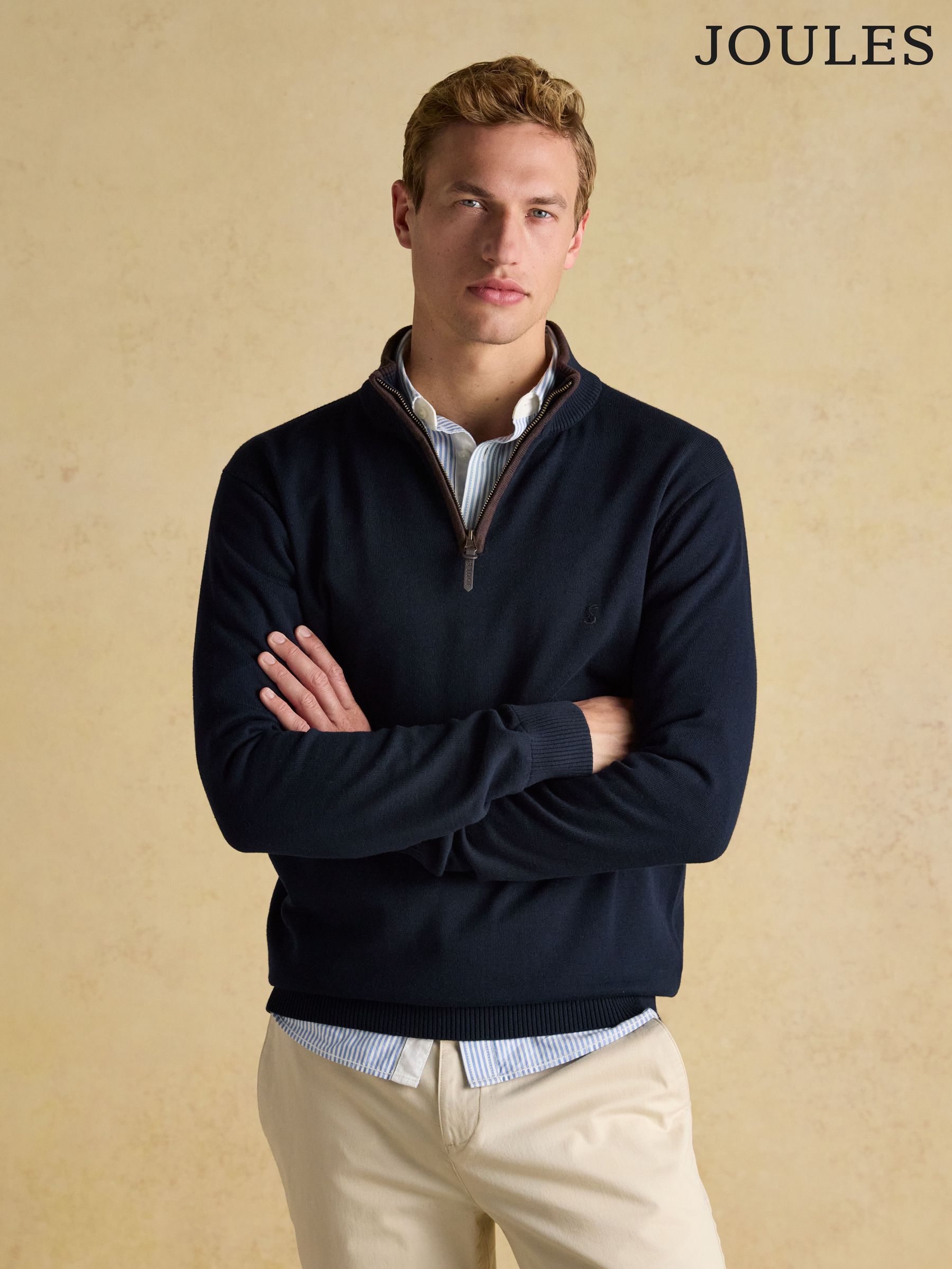 Hillside Navy Blue Quarter Zip Knitted Jumper (226567) | £49.50