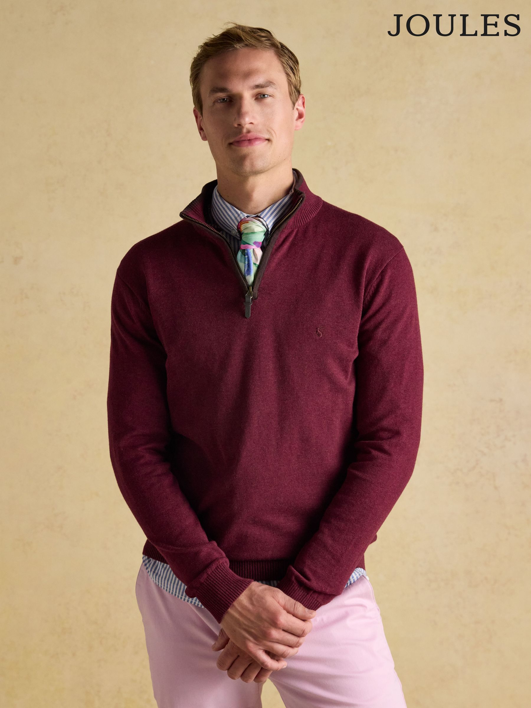 Hillside Burgundy Quarter Zip Knitted Jumper (227403) | £49.50