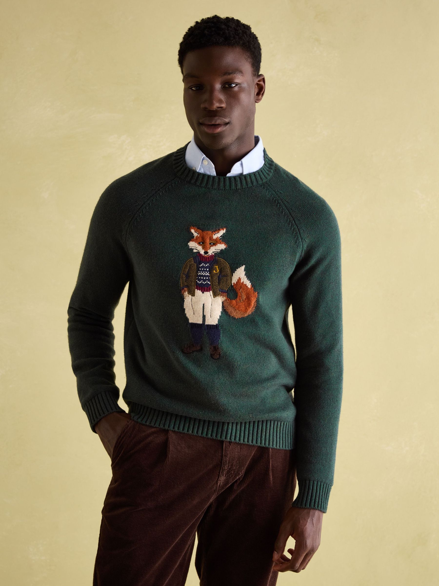 Jonty Green Intarsia Crew Knit Jumper (227725) | £69