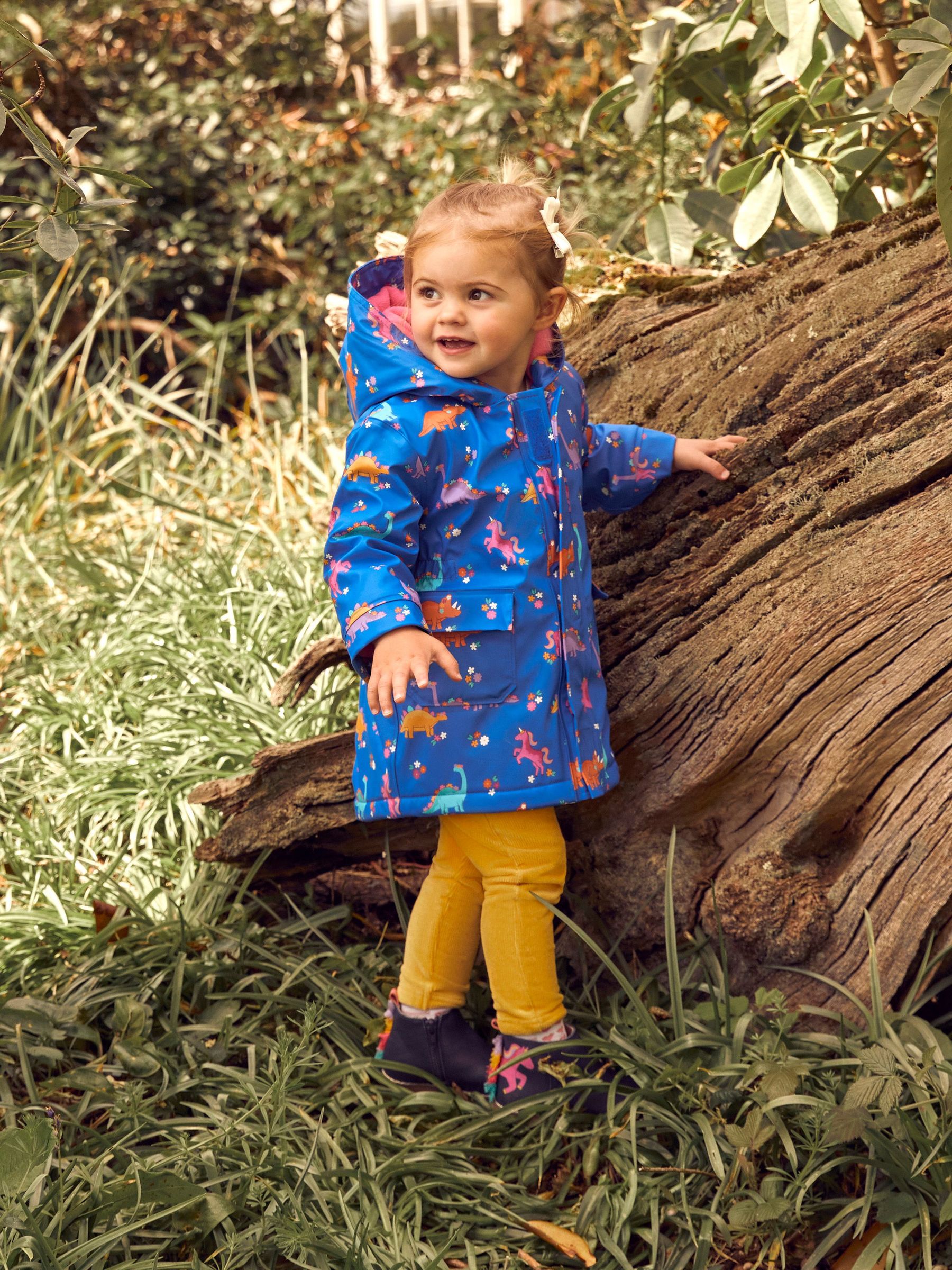 Cobalt Blue Dinosaur - Cosy Waterproof Jacket