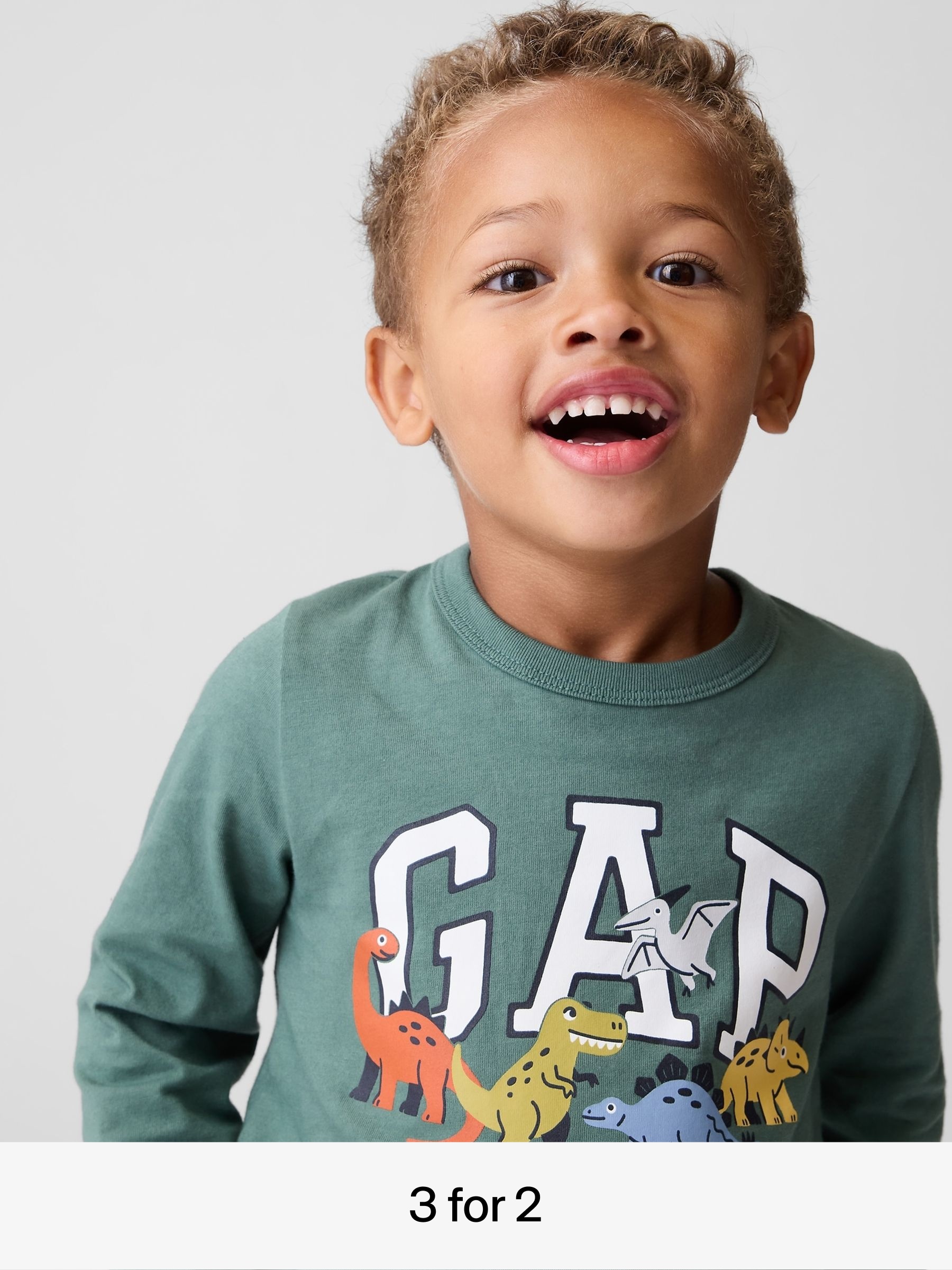Green Dinosaur - Graphic Long Sleeve T-shirt