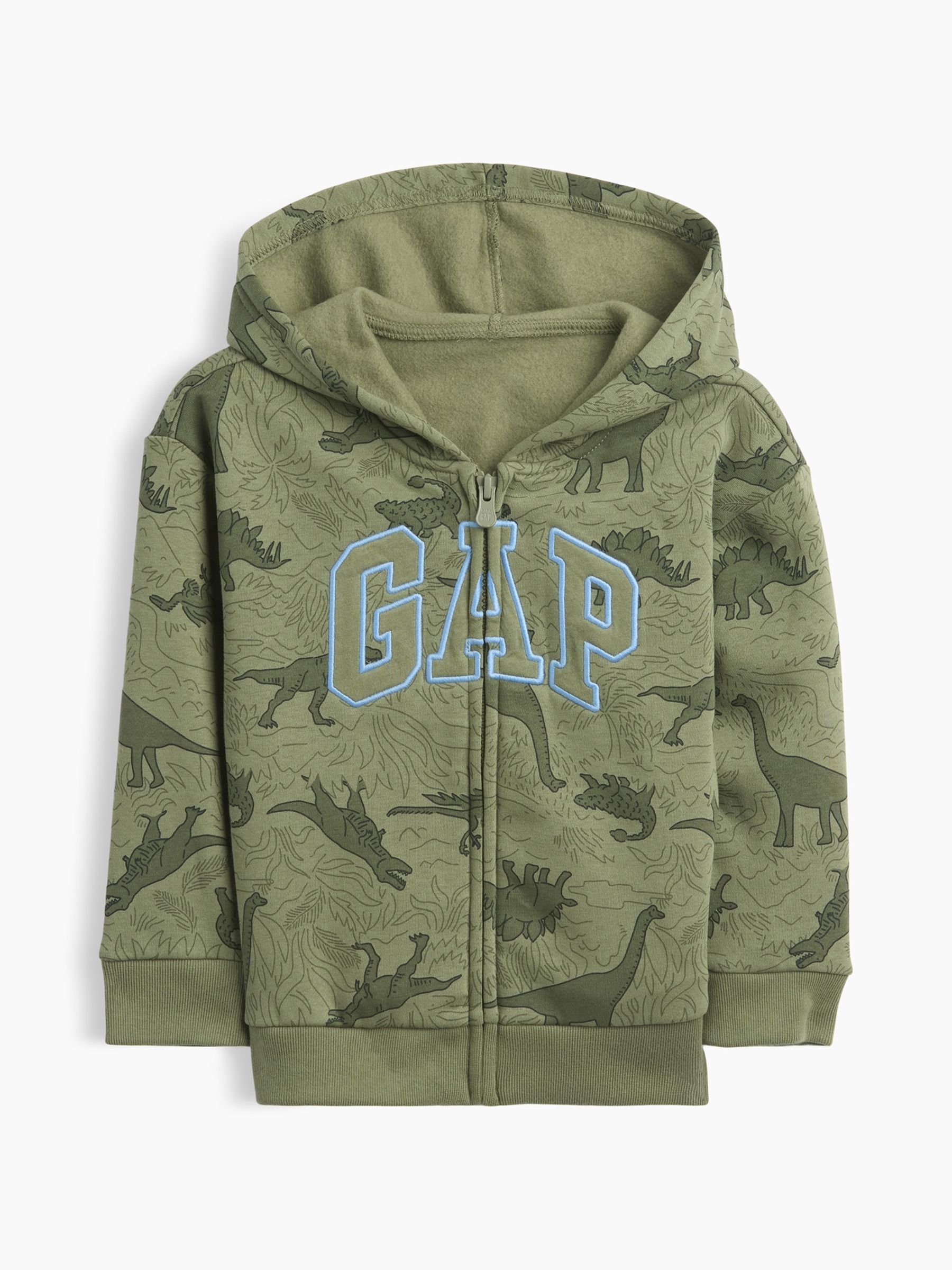 Green Dinosaur - Relaxed Print Logo Zip Hoodie