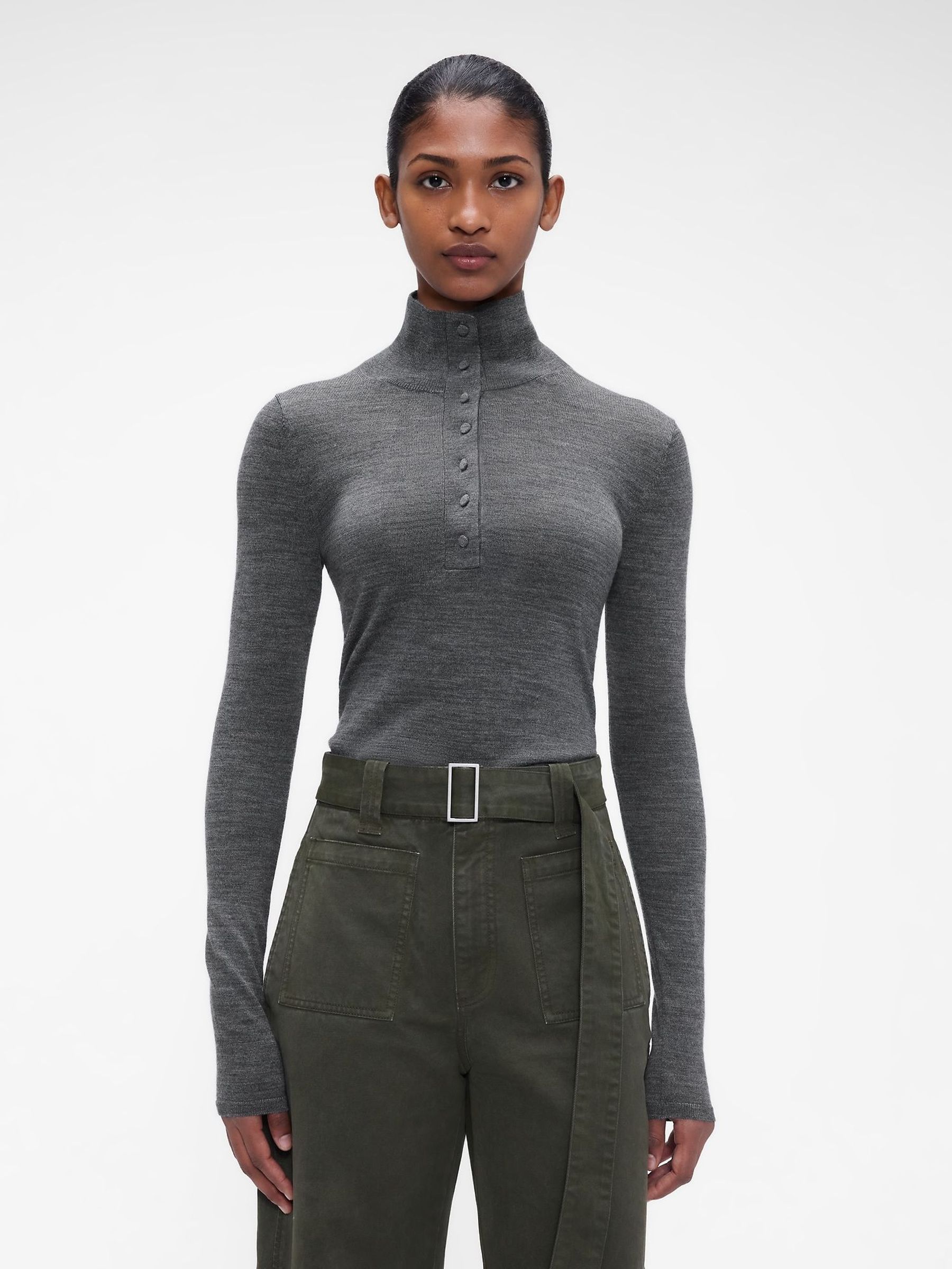 Gap x Victoria Beckham Grey - Merino Turtle Neck Jumper
