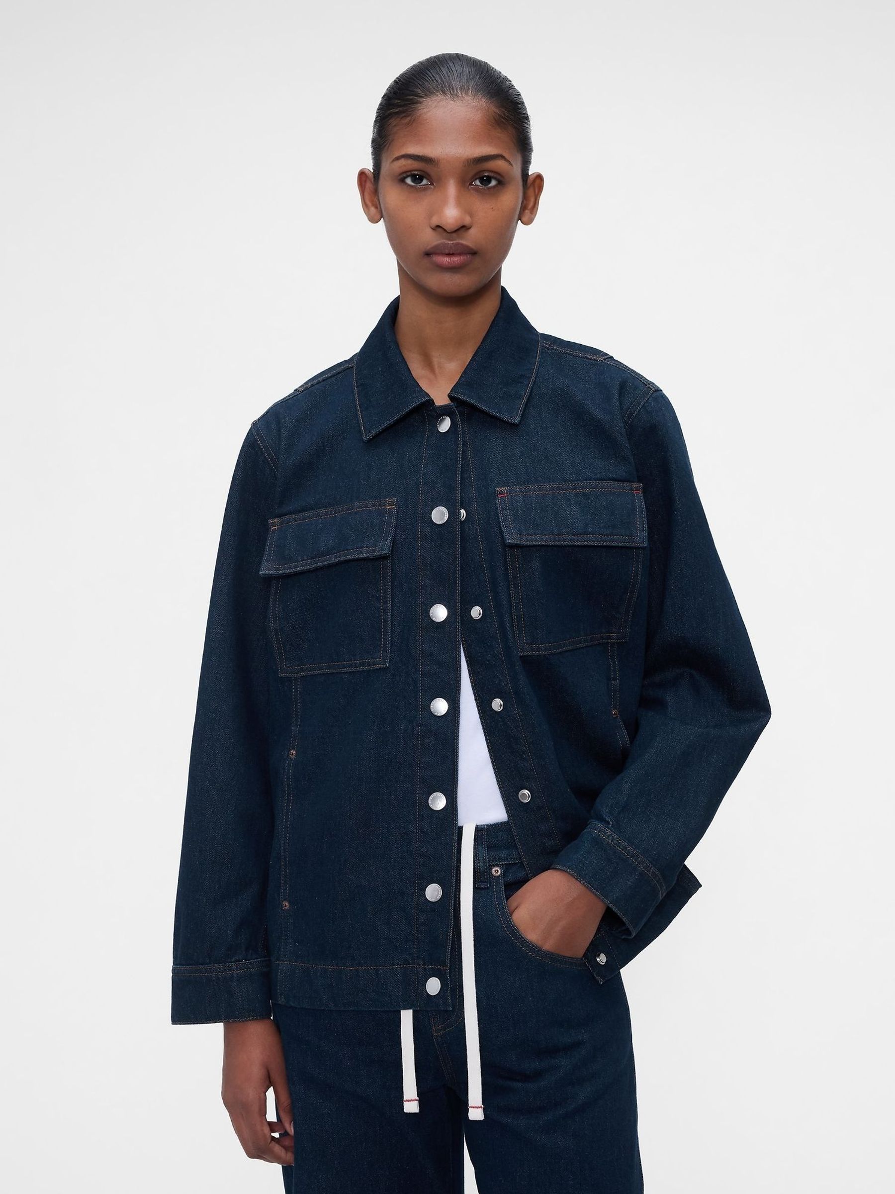 Gap x Victoria Beckham Dark Wash - Denim Shirt Jacket