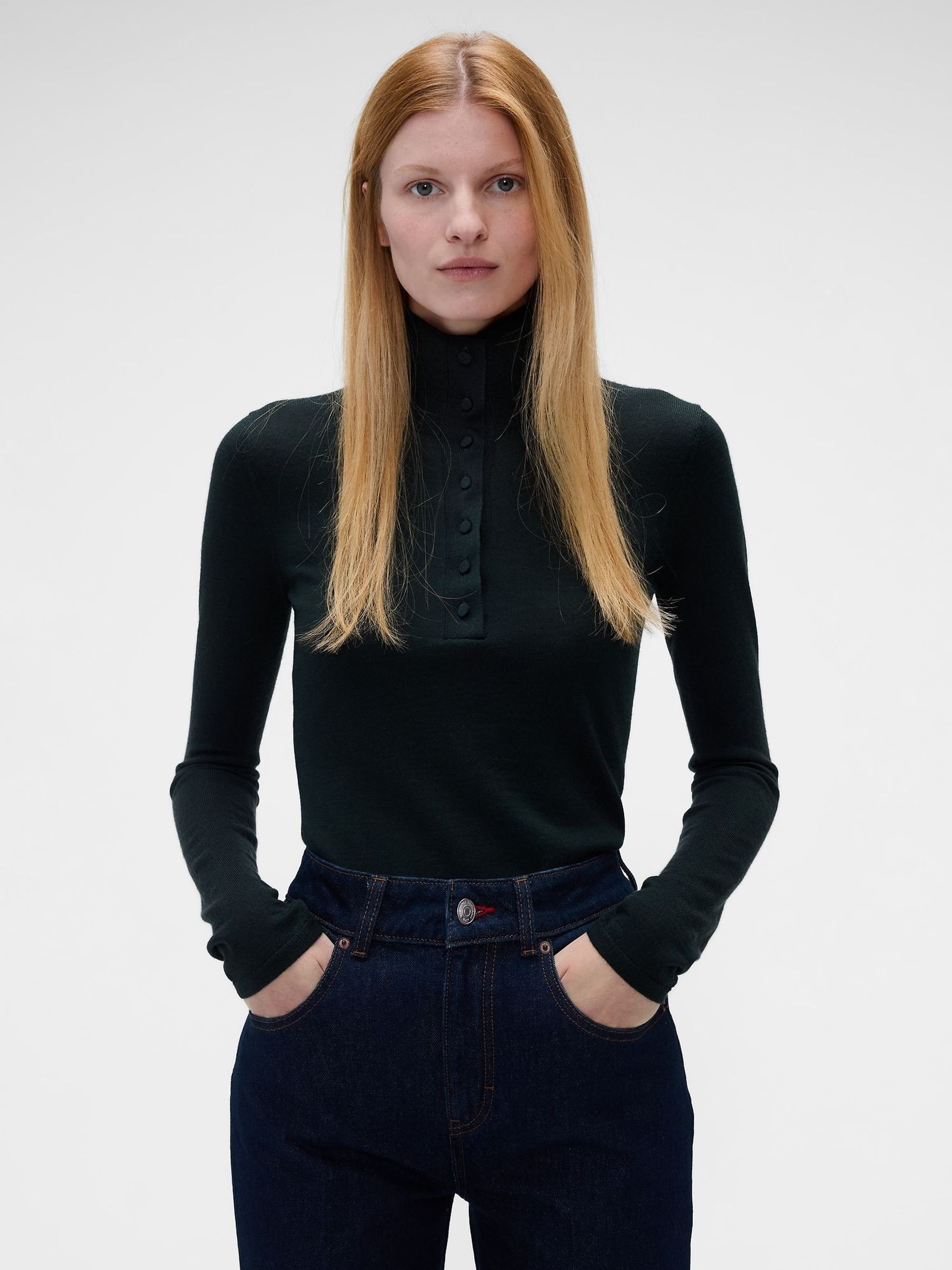 Gap x Victoria Beckham Green - Merino Turtle Neck Jumper
