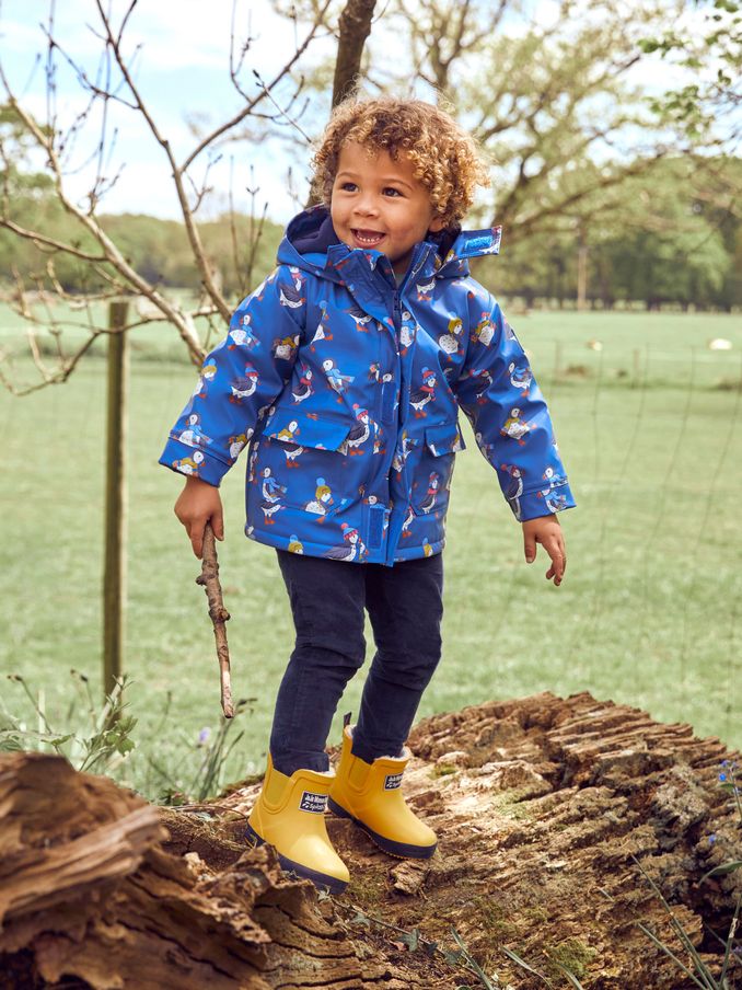 Denim Blue Puffin - Print Cosy Waterproof Jacket