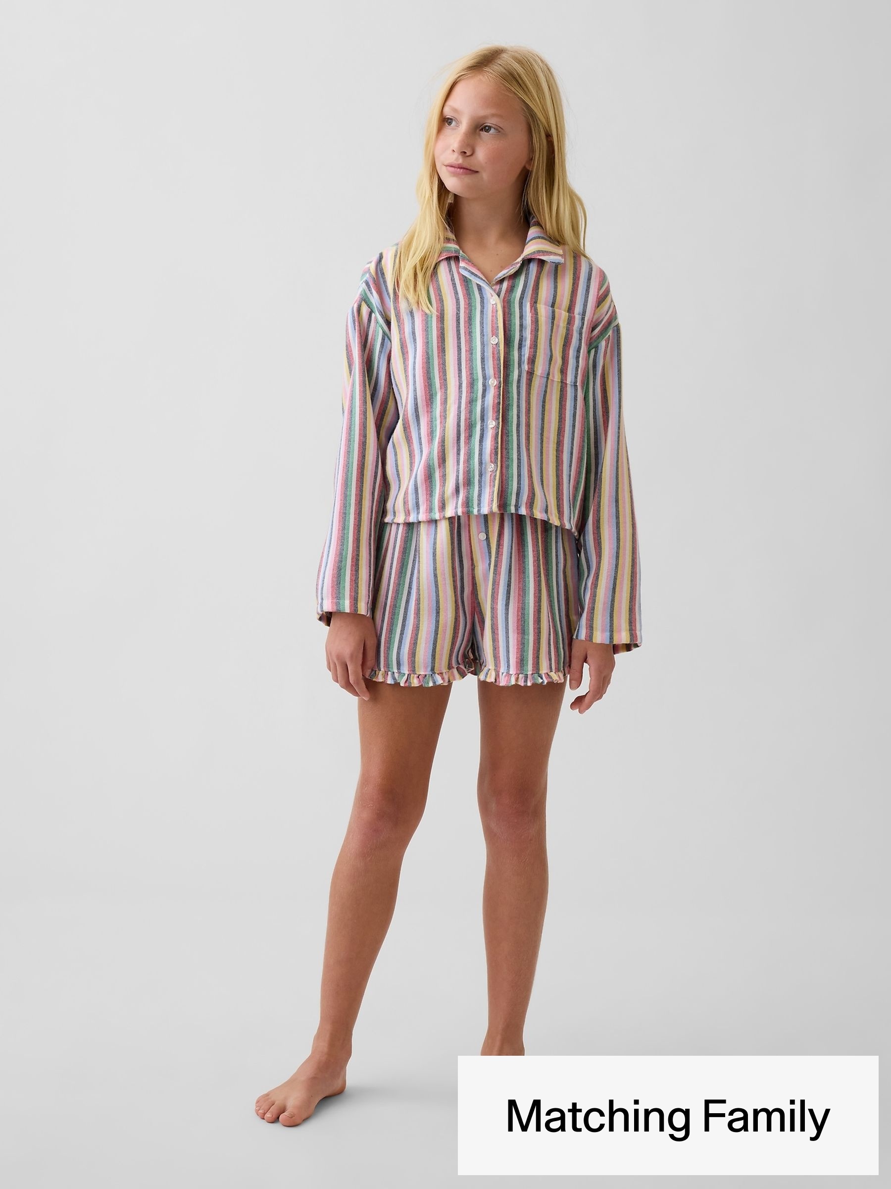 Multi Stripe - Flannel Pyjamas Short Set