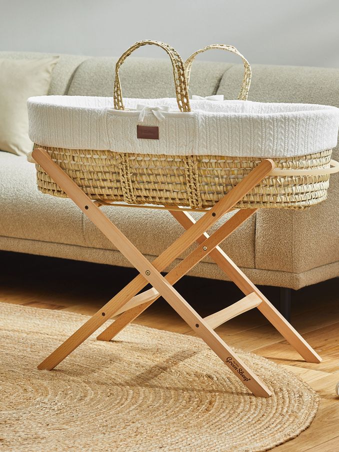 The Little Green Sheep White Moses Basket and Mattress (244948) | £119