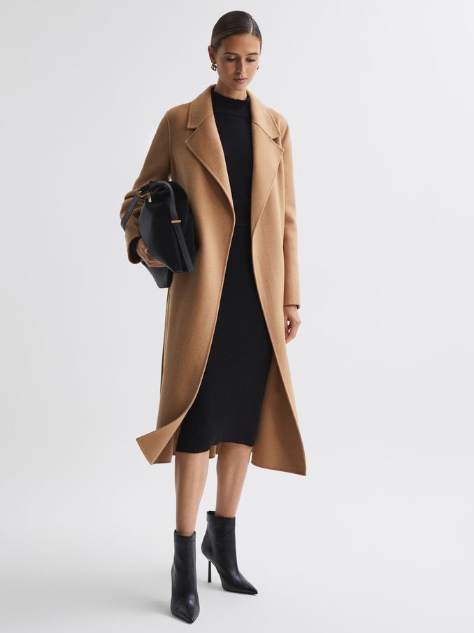 Petite Wool Belted Blindseam Coat in Camel (247424) | £348