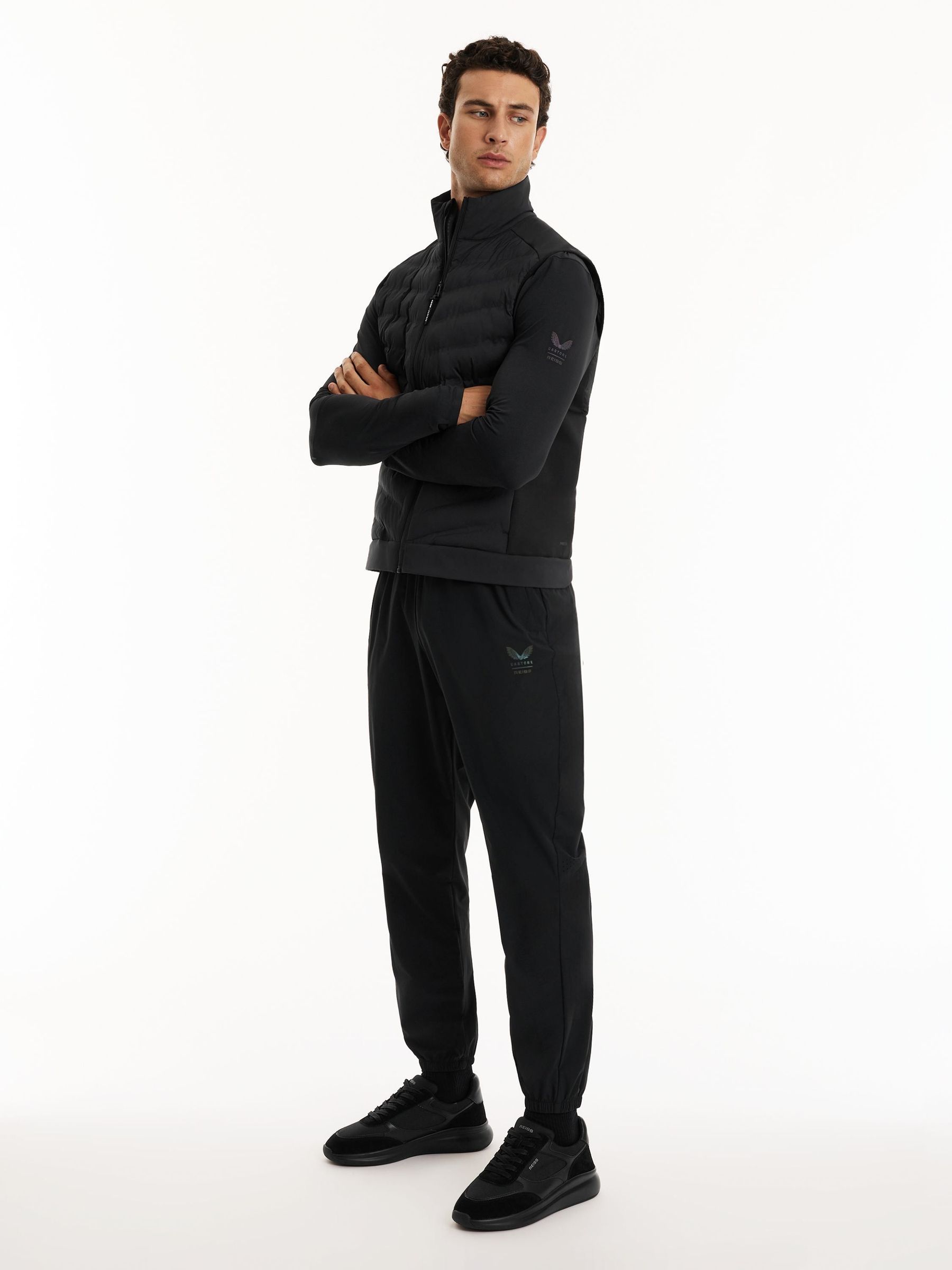 Black - Regular Reiss | Castore Technical Woven Cuffed Joggers