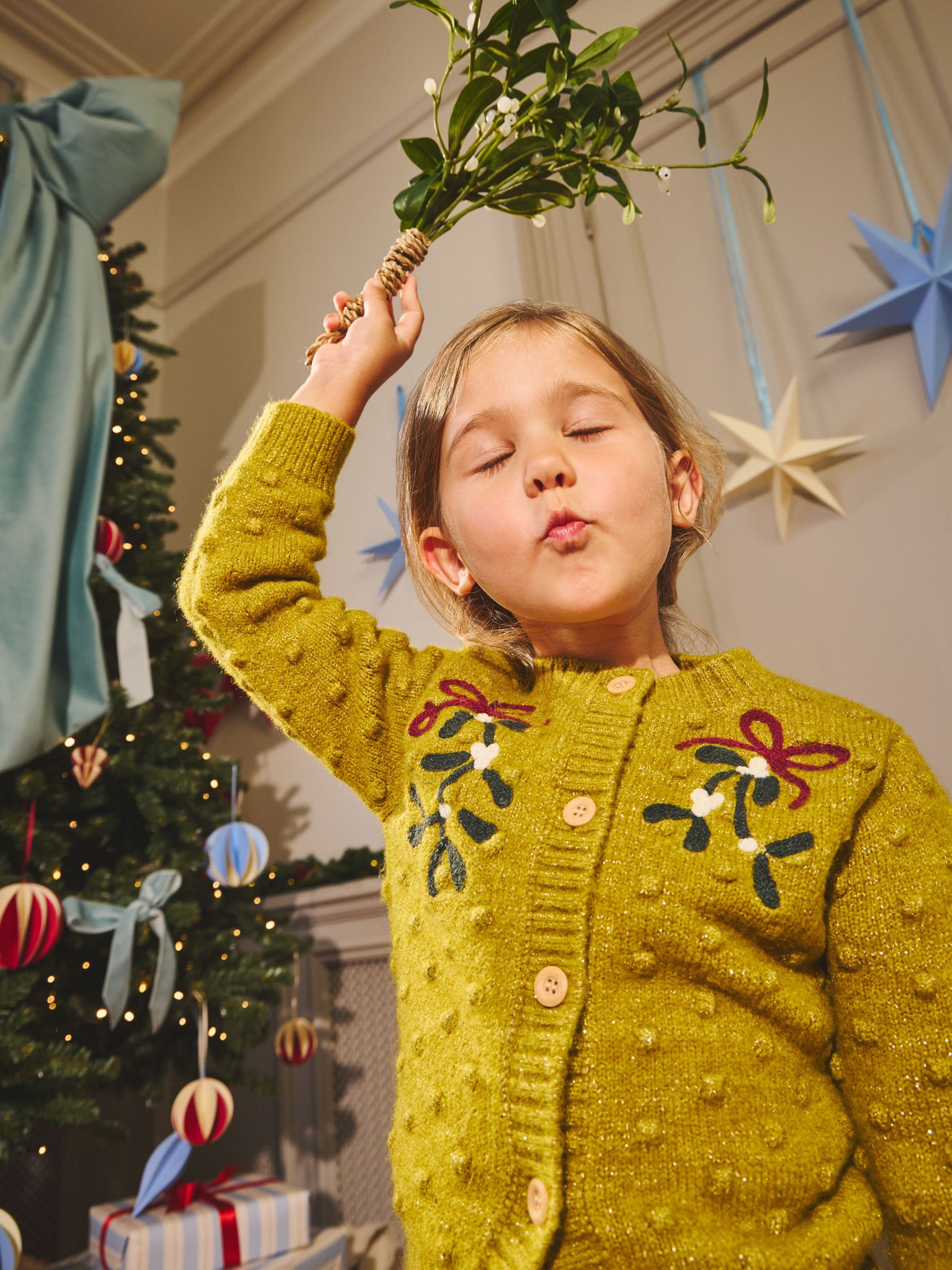 Olive Green Mistletoe - Embroidered Cardigan