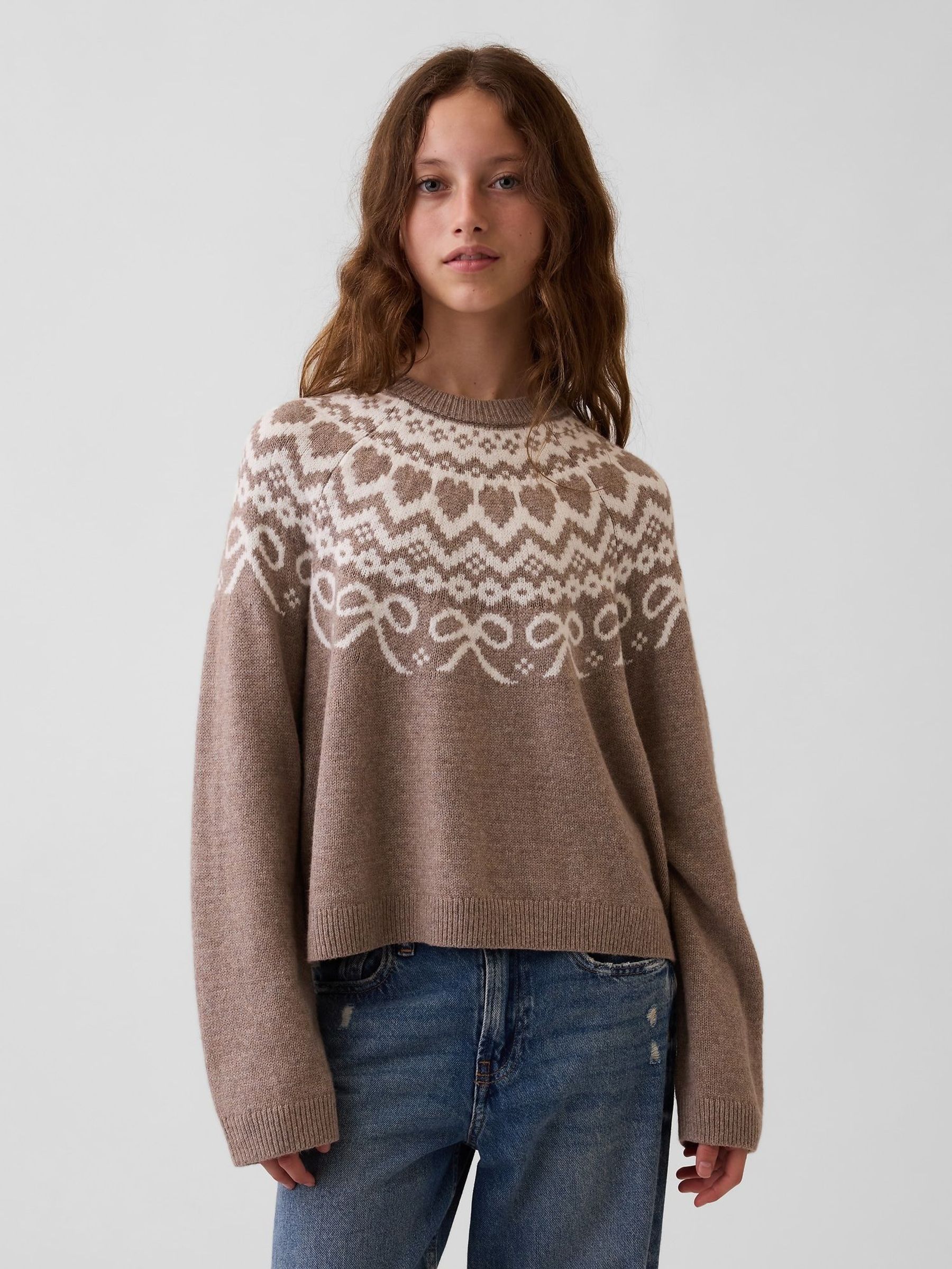 Brown Fair Isle - Cashsoft Oversized Jumper