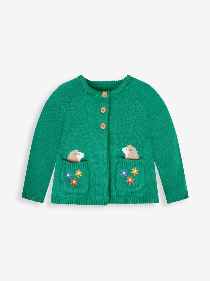 Green - Girls' Hedgehog Cardigan