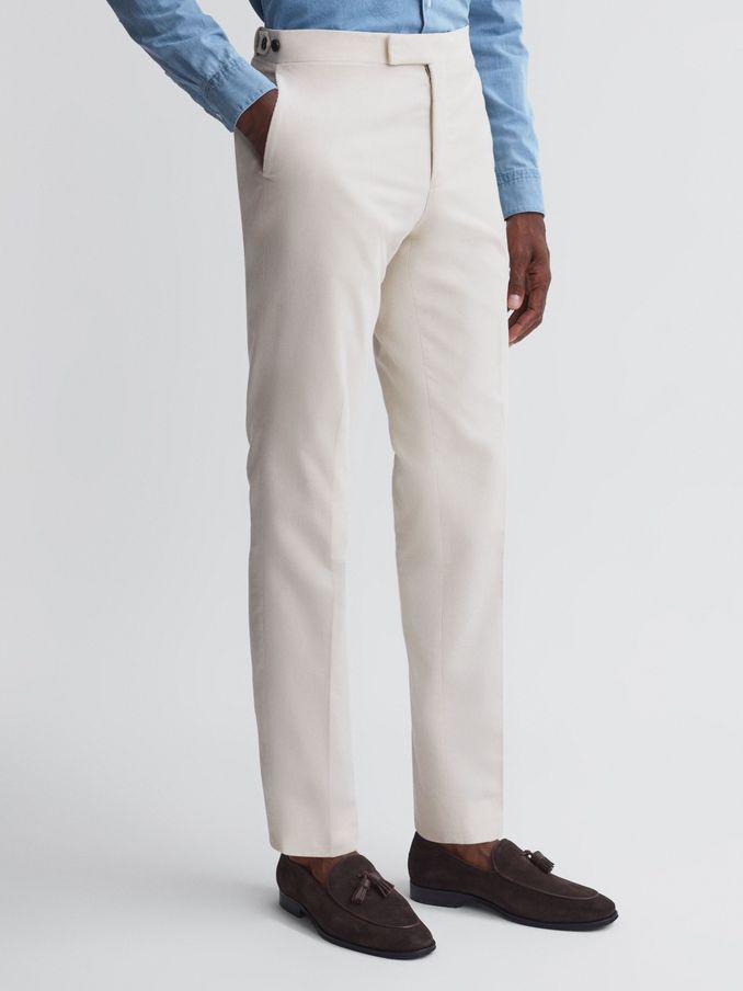 Slim Fit Corduroy Trousers in Ecru (278738) | £50