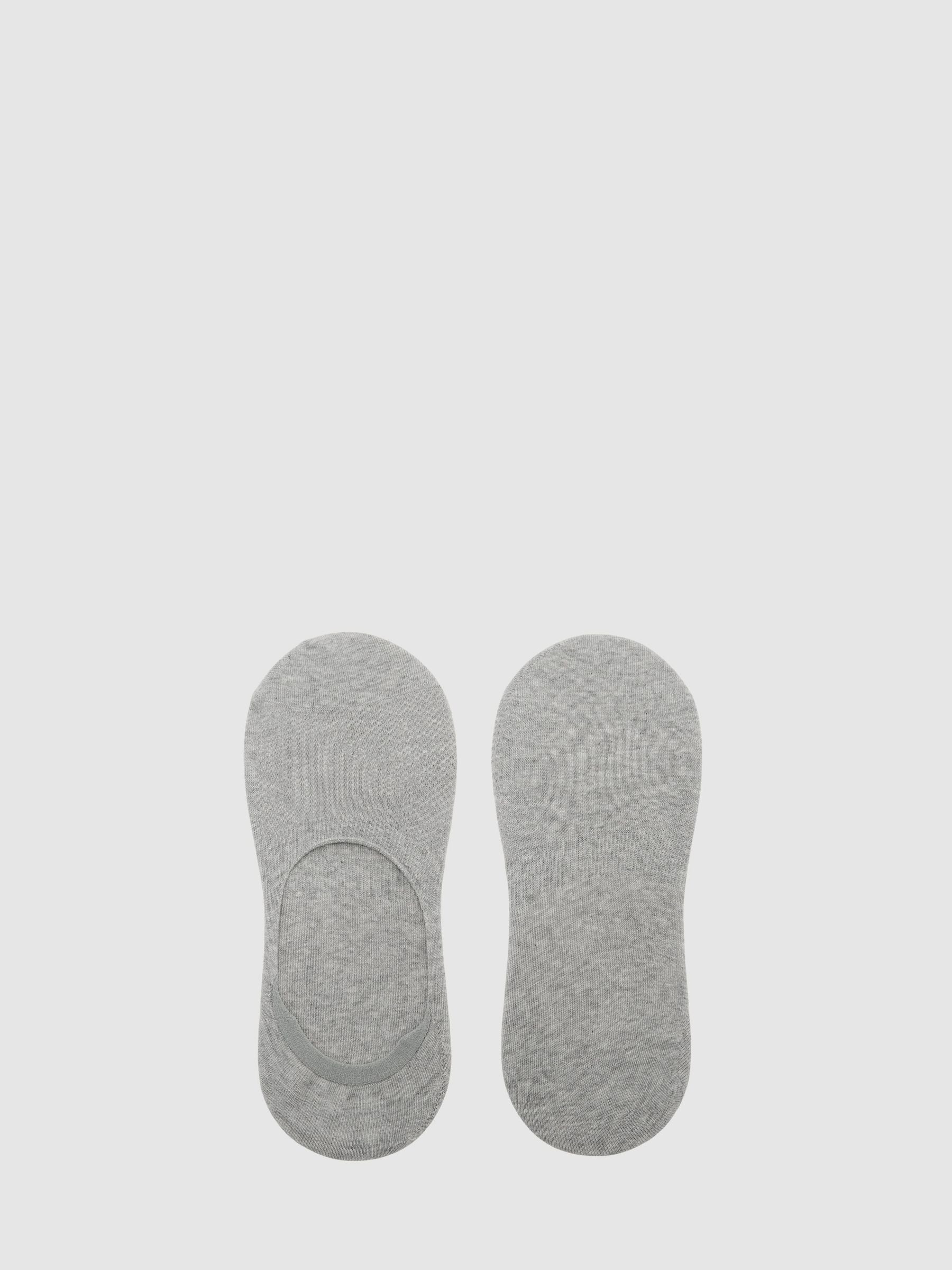Grey - Regular Cotton-blend Invisible Trainer Socks