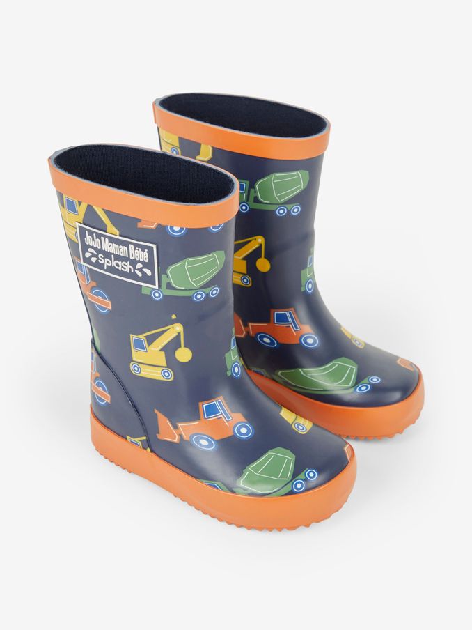 Navy Blue Construction Printed Lined Wellies (289082) | £22.50 - £24.50