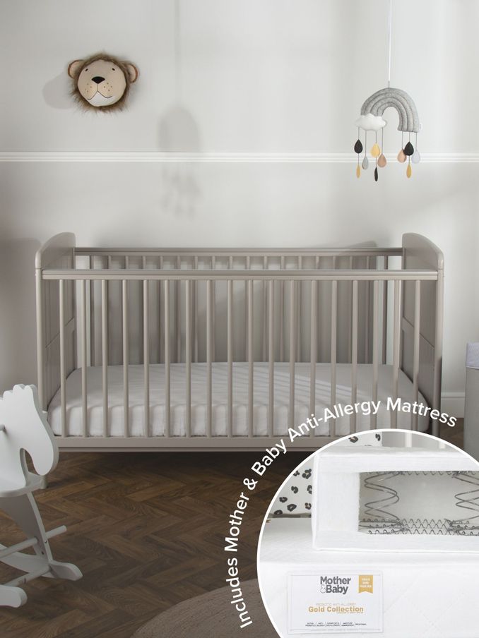 CuddleCo Grey Juliet Cot Bed with Mother and Baby Rose Gold Sprung Mattress (292784) | £299