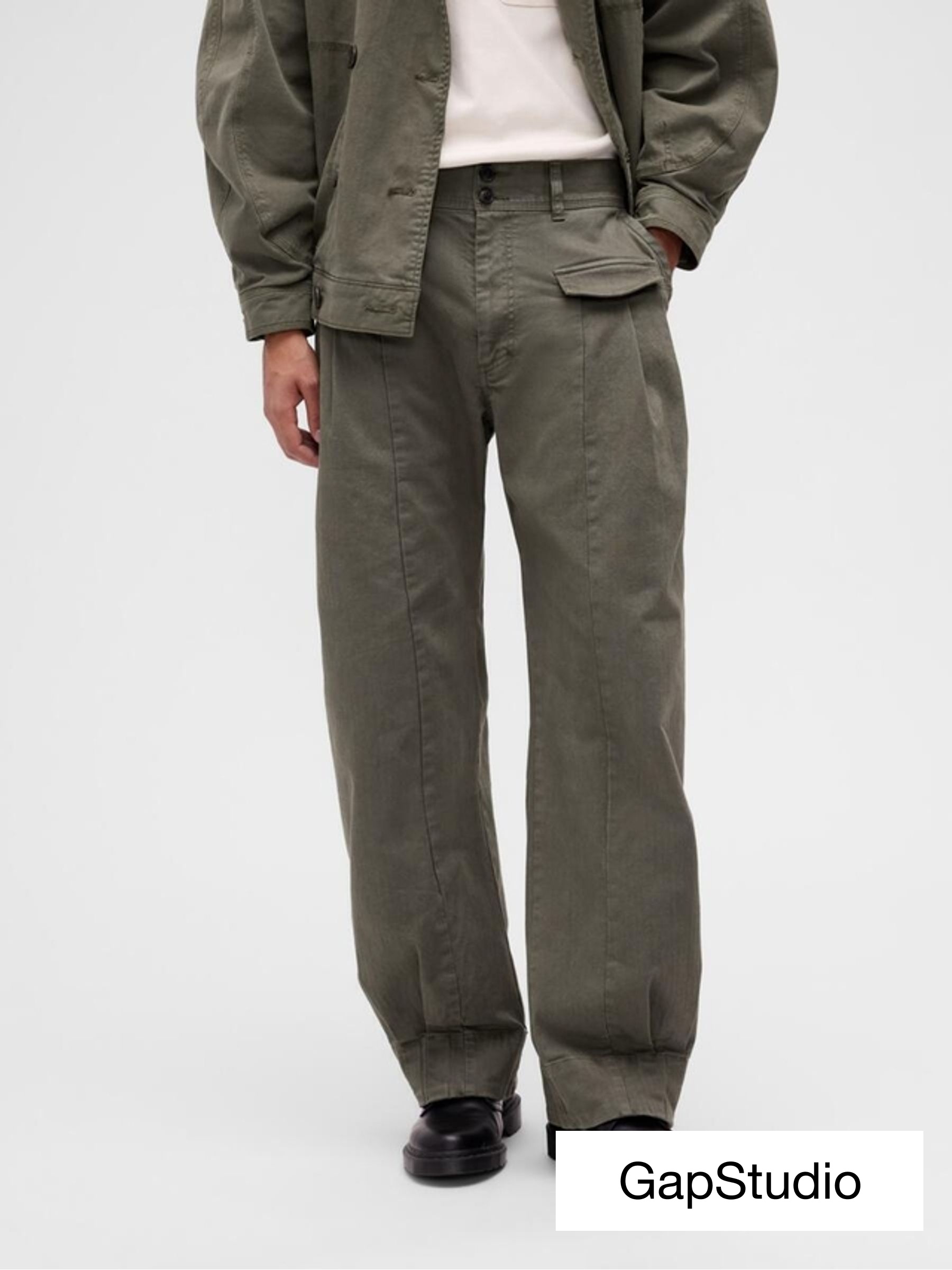 GapStudio Green - Regular Herringbone Baggy Trousers