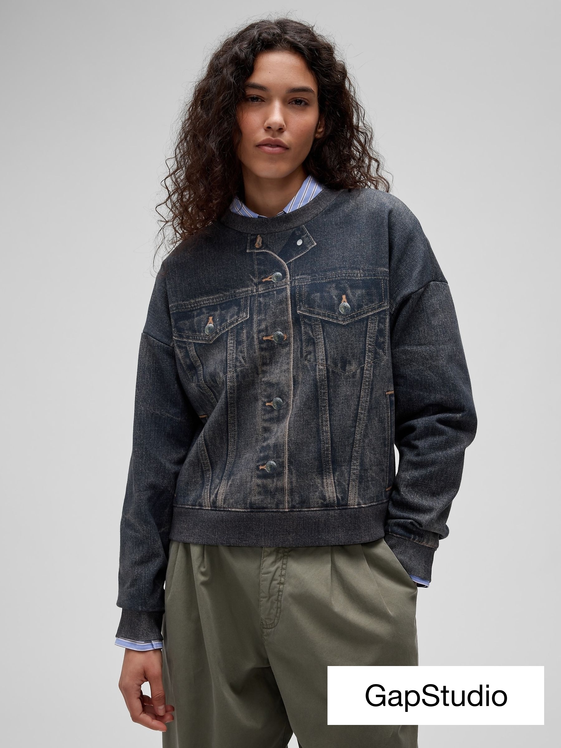 GapStudio Dark - Printed Denim Sweatshirt