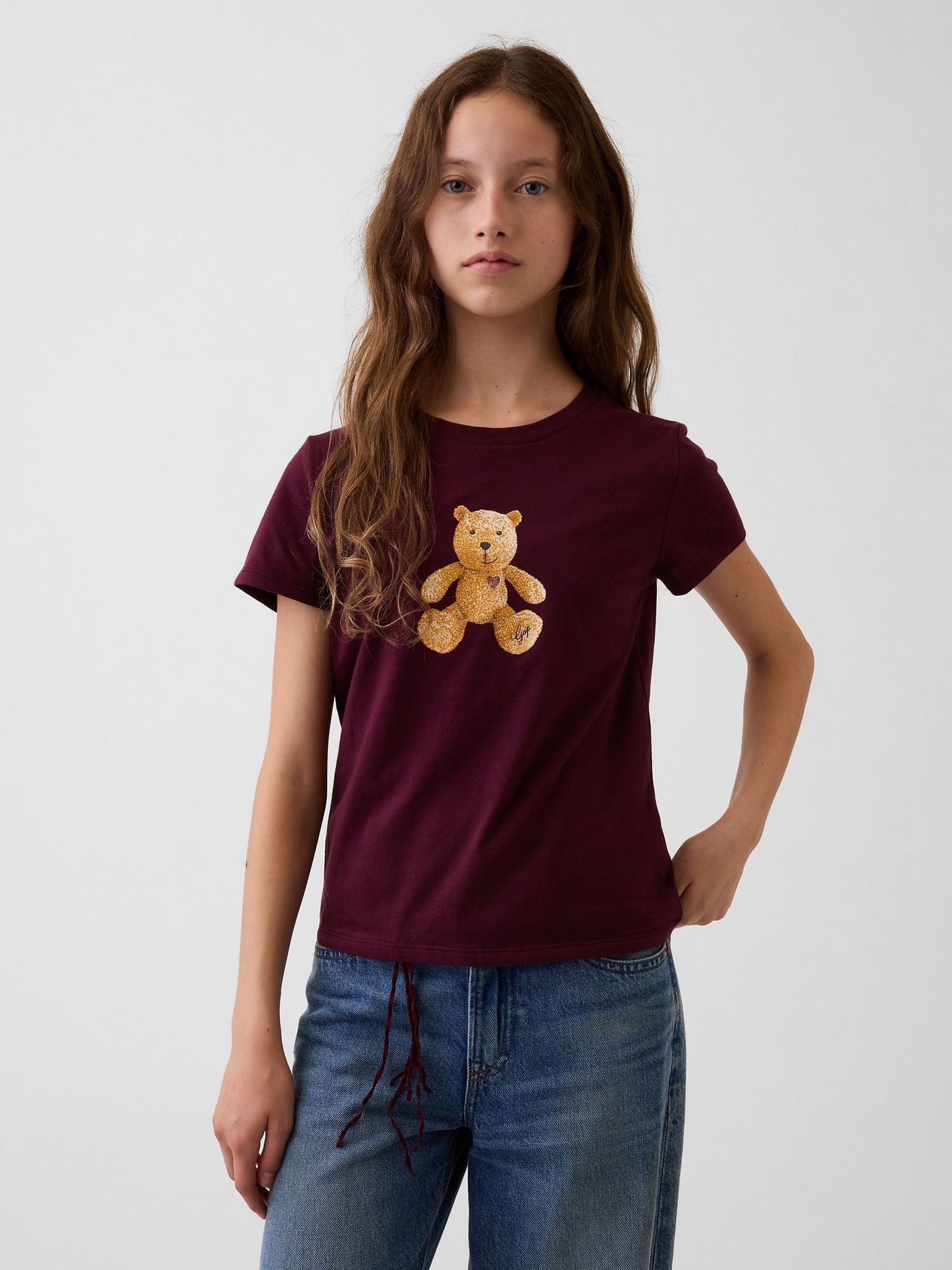 Burgundy Brannan Bear - Logo Graphic Short Sleeve T-shirt