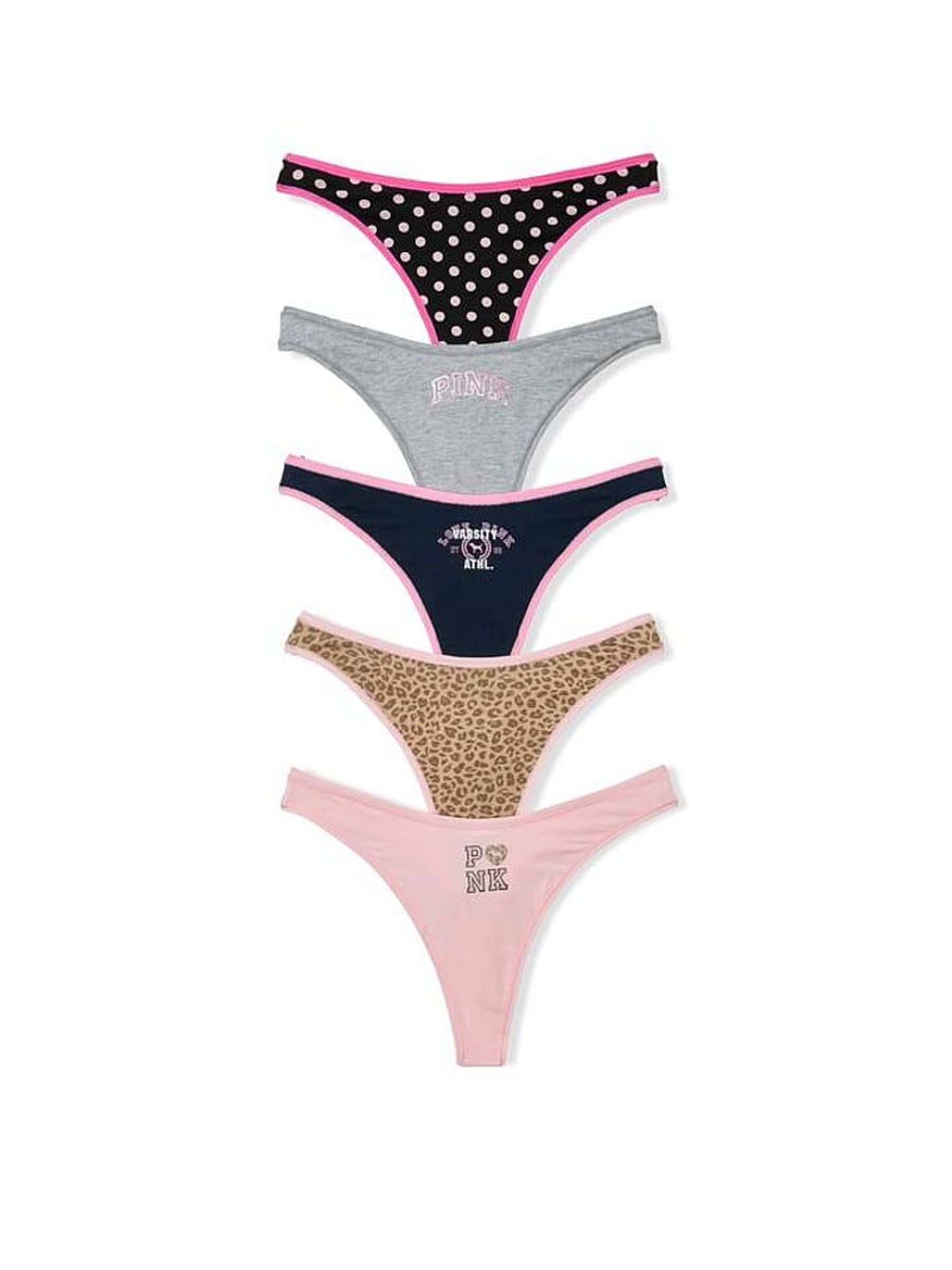 Black/Grey/Pink/Leopard Brown - 5 Pack Cotton Knickers