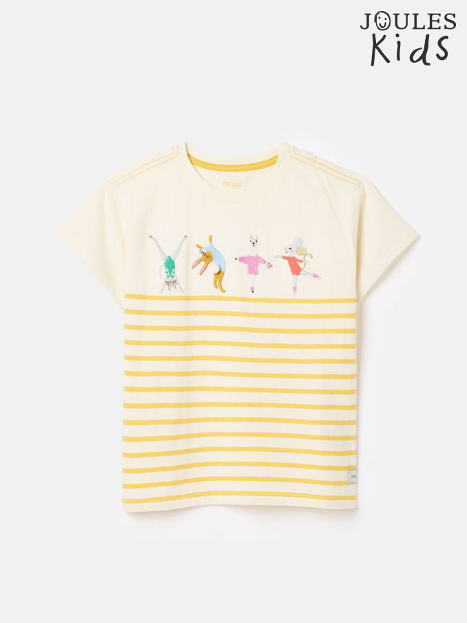 Girls' Astra Yellow Striped Short Sleeve Artwork T-Shirt (300736) | £12 - £13