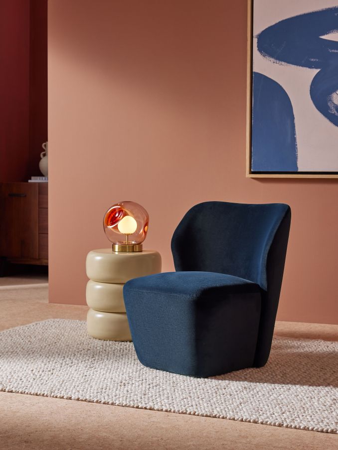 Topeka Accent Chair in Midnight Navy Blue Velvet (308163) | £325