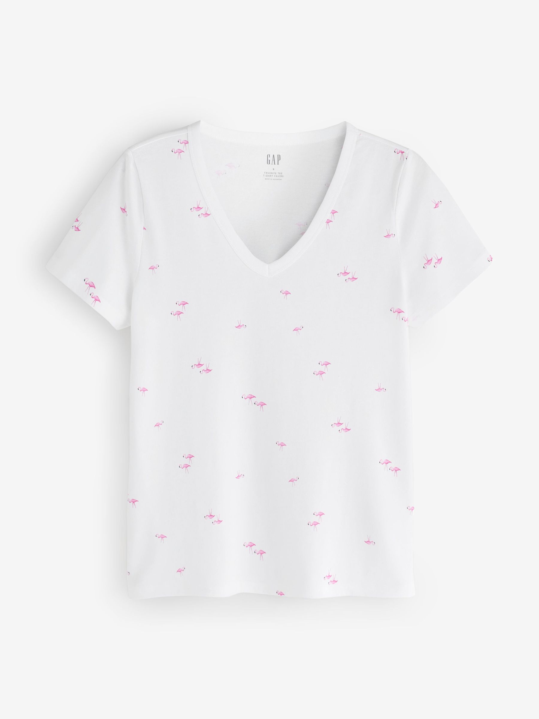 White Flamingo - Favourite Print V-neck Short Sleeve T-shirt