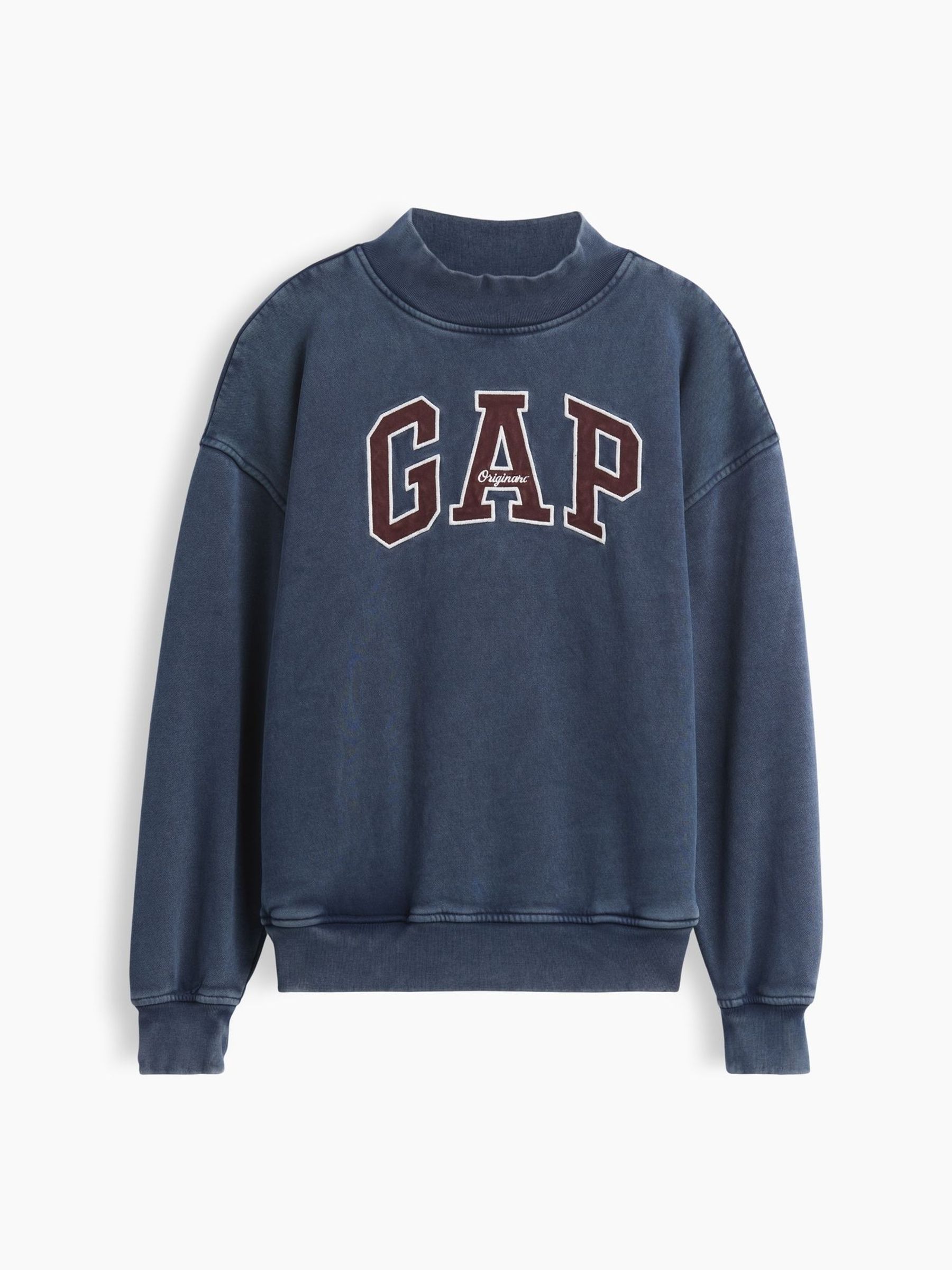 Washed Blue - Vintagesoft Oversized Mock Neck Logo Sweatshirt