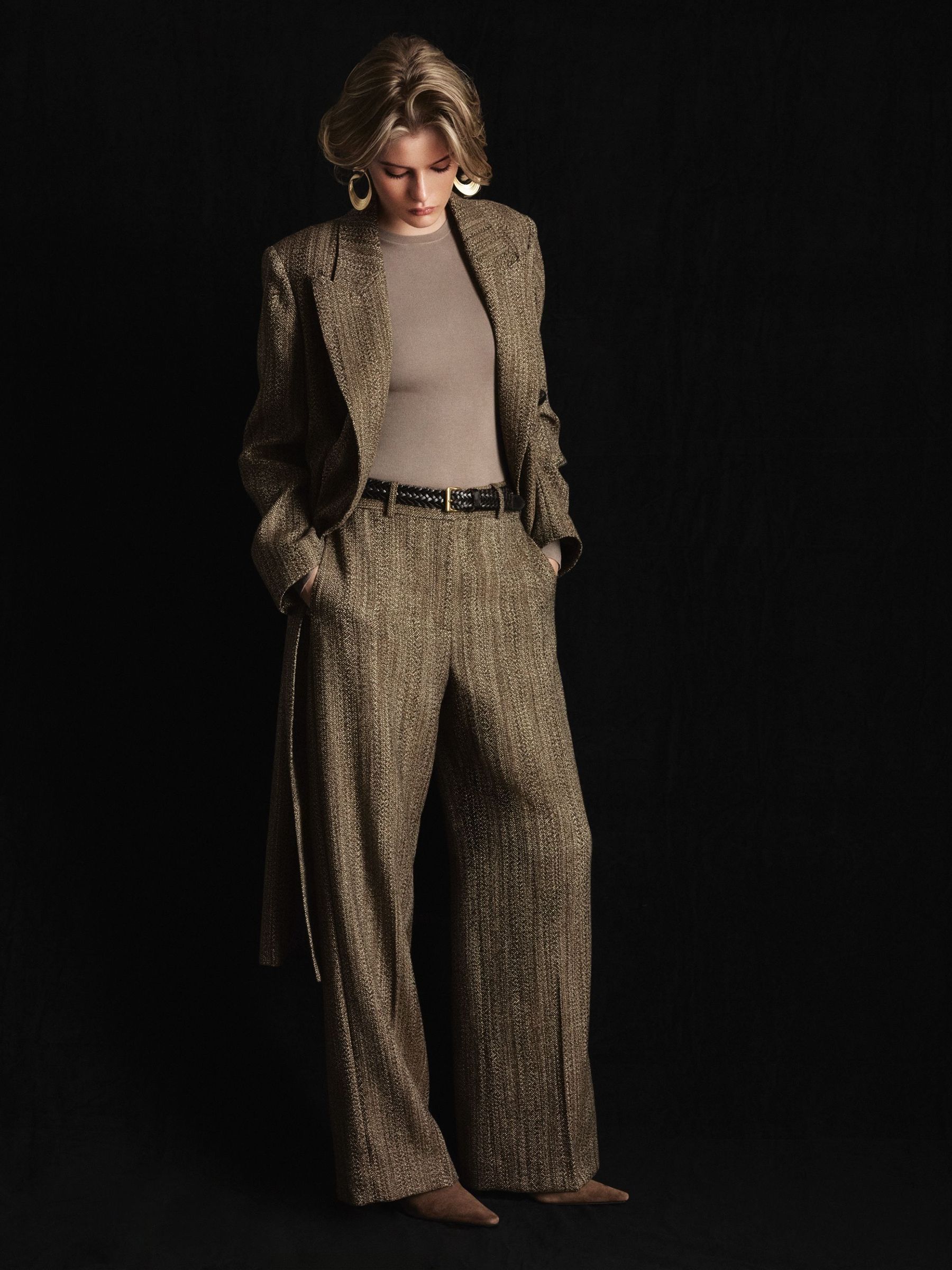 Brown - Atelier Wool-blend Textured Wide-leg Trousers