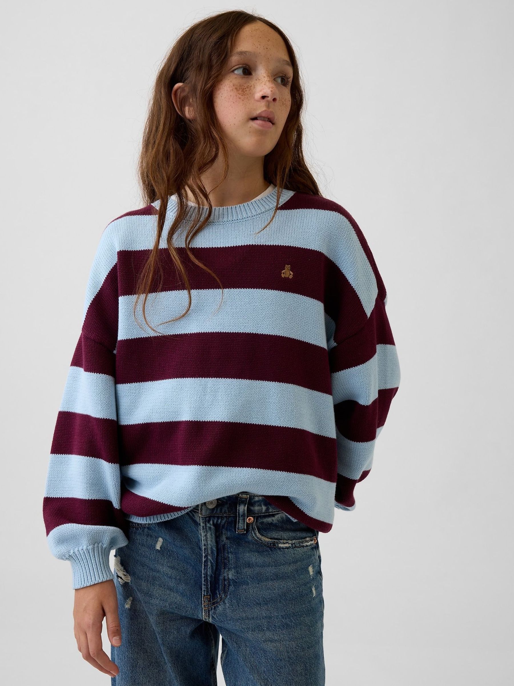 Blue/Burgundy Stripe - Oversized Sweater