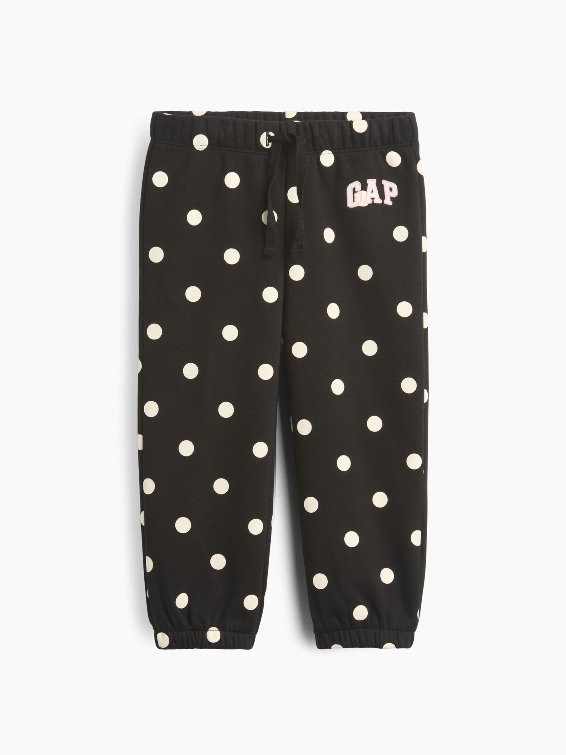 Black Polka Dot - Relaxed Pull On Logo Joggers