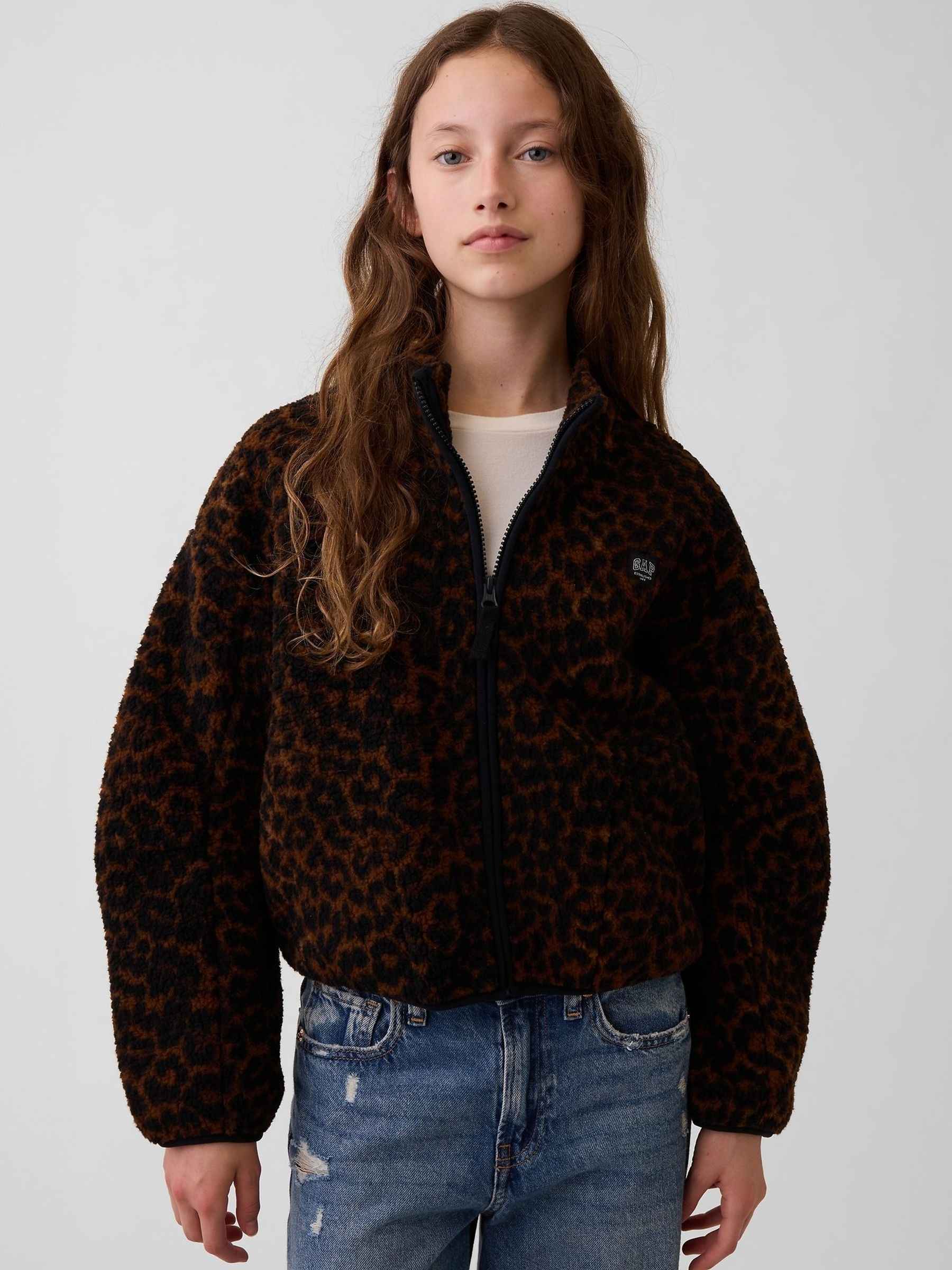Leopard - Sherpa Relaxed Zip-up Jacket