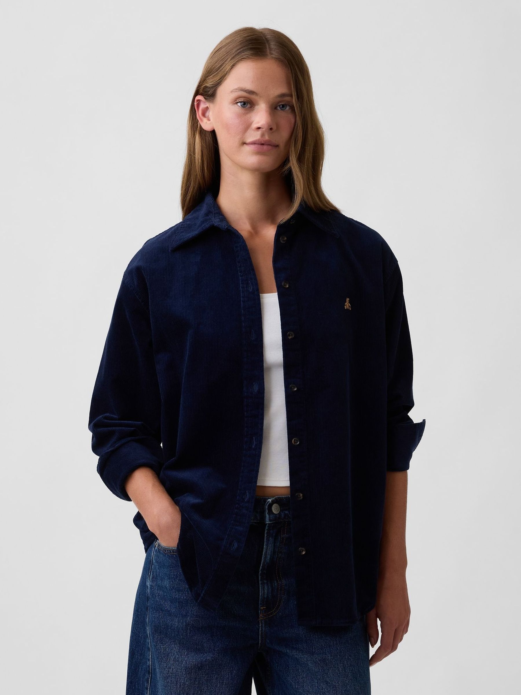 Navy - Corduroy Oversized Shirt